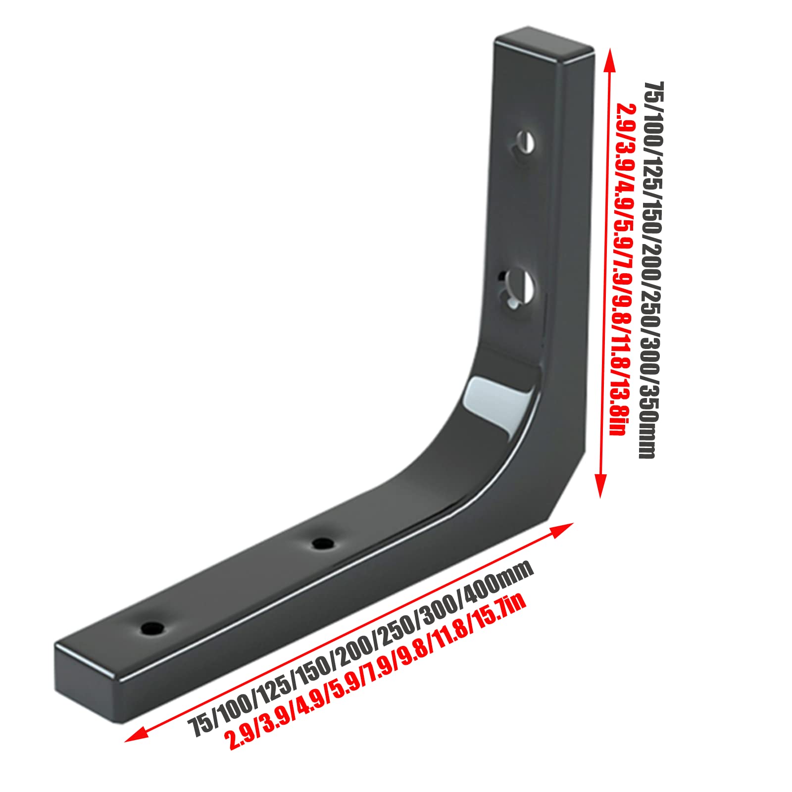 YFZN Black Metal Shelf Brackets - Heavy Duty L-Shaped Corner Braces (2 Pack) for Wall-Mounted Shelves, DIY Home Decor, Space Saving Right Angle Brackets - Perfect for Kitchen, Bathroom & Garage Storage Organization