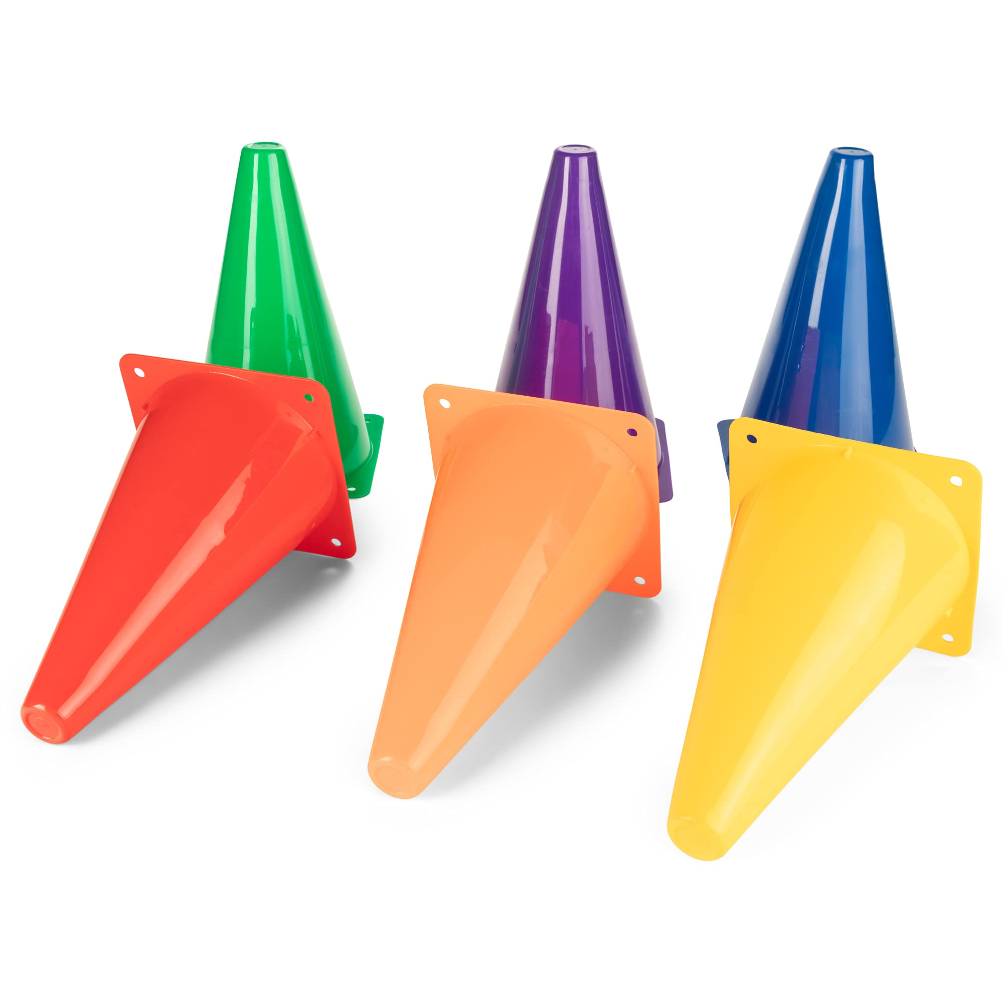 Champion Sports High Visibility Fluorescent Poly Cones - Bright Safety Markers for Sports Training, Traffic Control & Outdoor Events