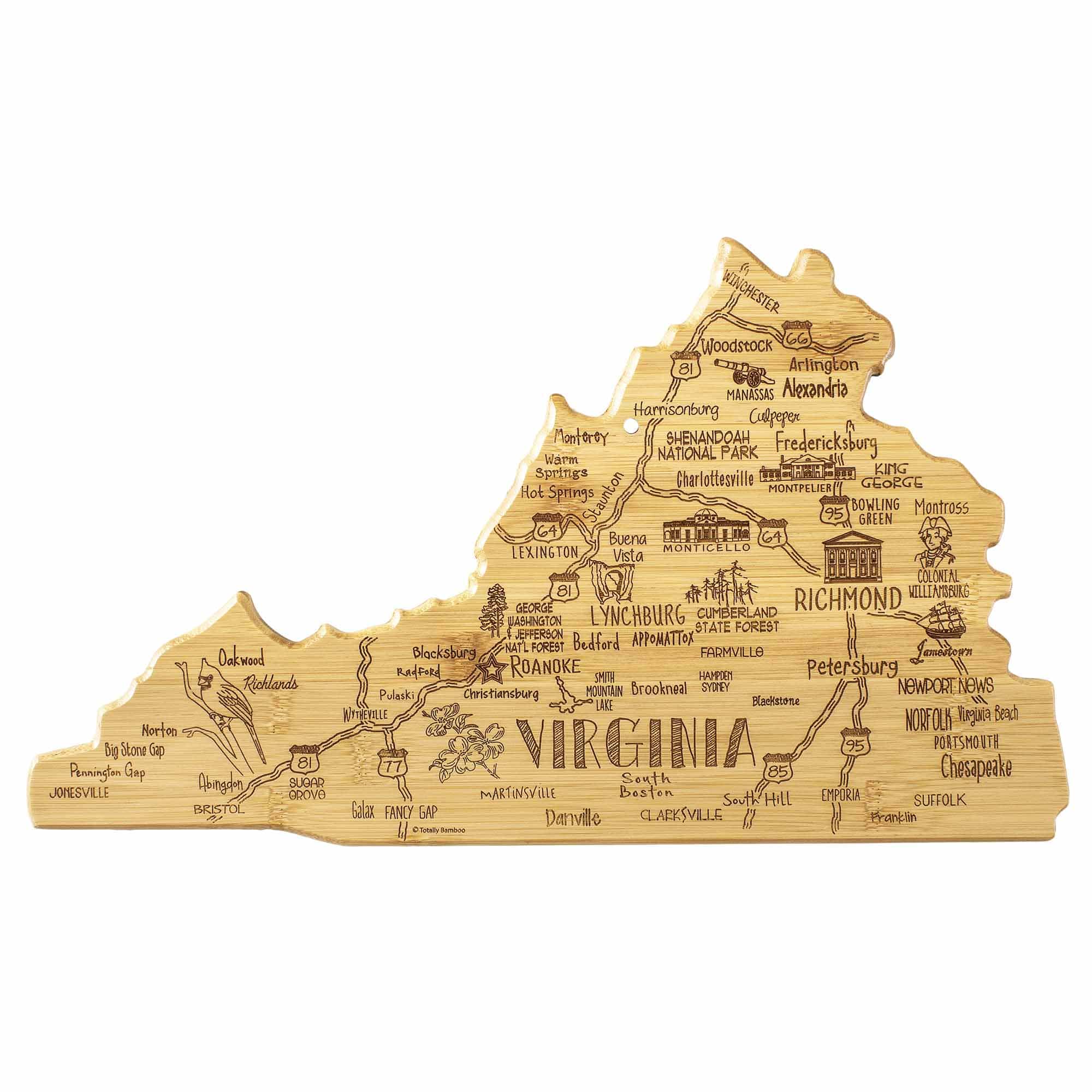 Virginia-Themed Wooden Cutting Board - 16.5