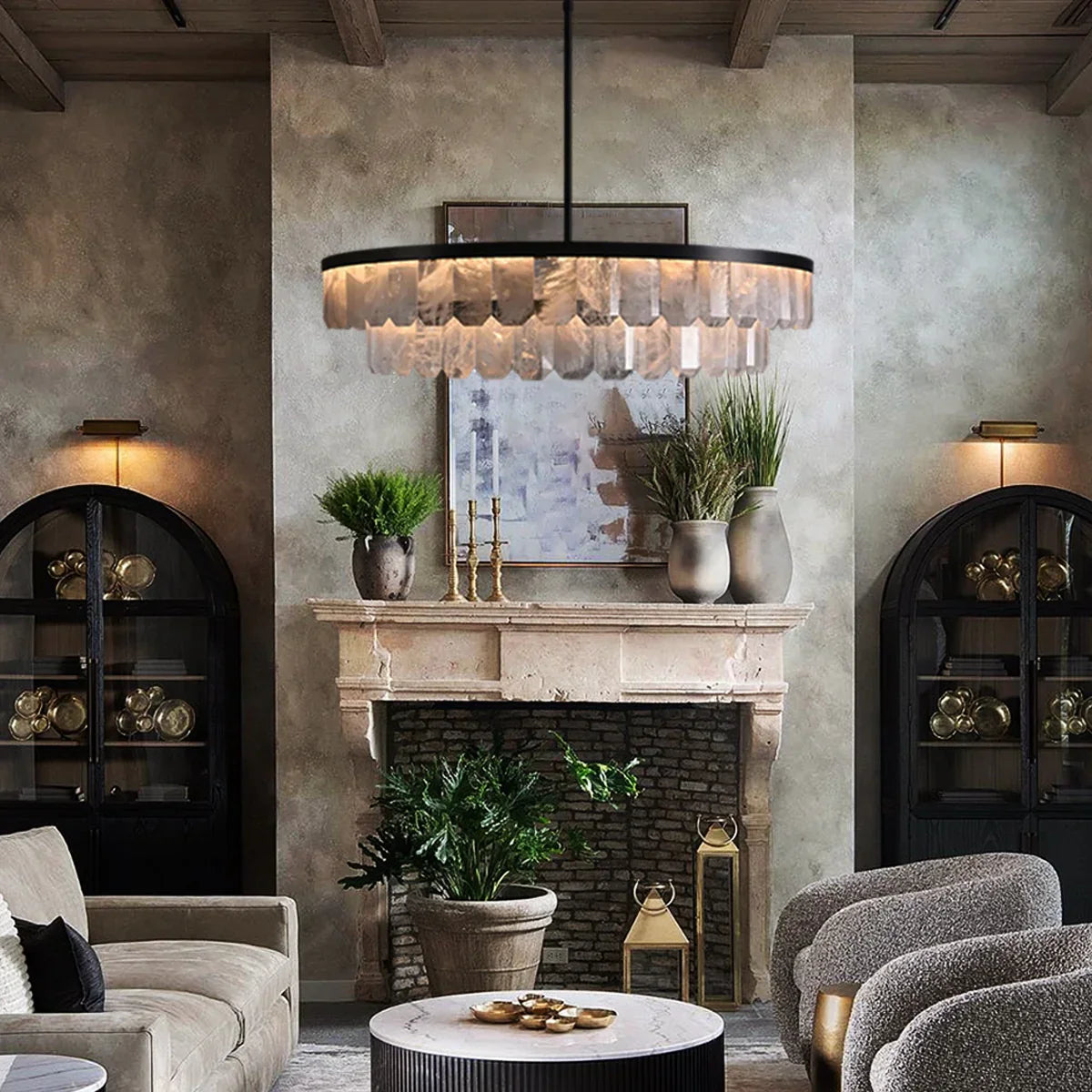 Rolande Double Rock Crystal Chandelier - Elegant Modern Ceiling Light Fixture for Dining Room, Living Room & Bedroom | Perfect for Home Decor & Luxury Interior Design