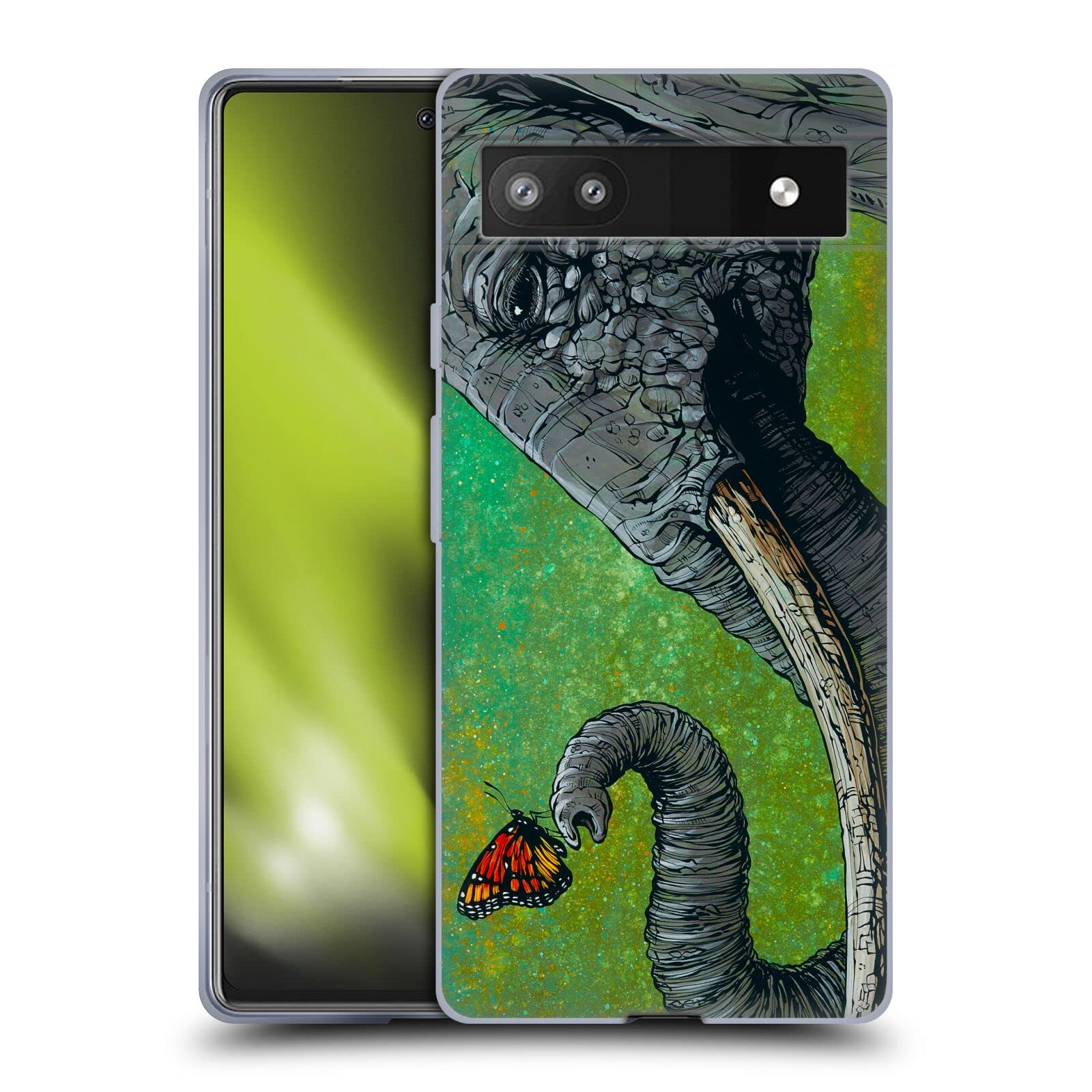 David Lozeau Elephant Gel Case for Google Pixel 6a - Colorful Grunge Design for Daily Protection