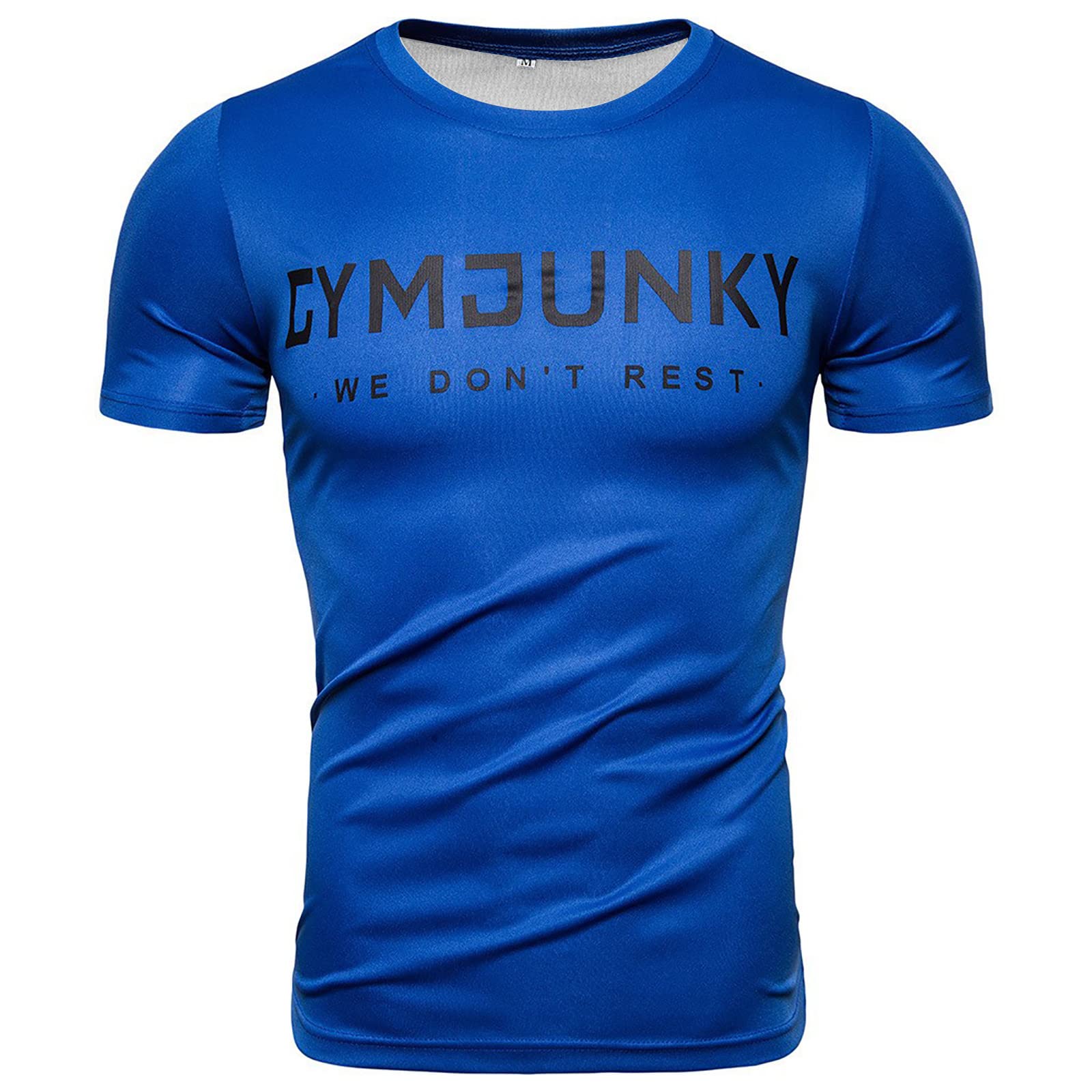 Men's Short Sleeve Solid Color Round Neck T-Shirt - Breathable Polyester Summer Sport Tee for Gym, Running & Casual Wear