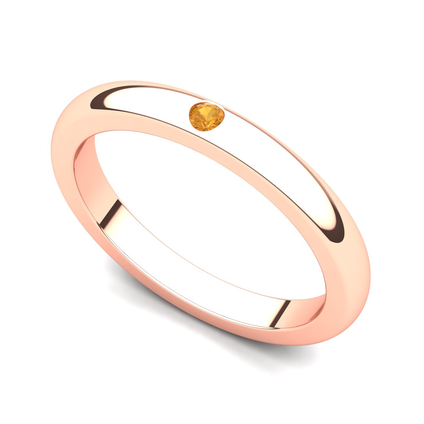 18K Rose Gold Bezel Set Citrine Band Ring for Women - Elegant Stackable Dainty Jewelry for Everyday Wear, Anniversary & Gift Giving