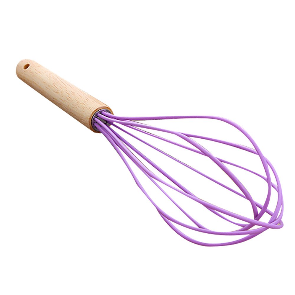 Premium Wooden Hand Mixer for Cooking & Baking - Egg Whisk, Milk Frother, Dough Blender - Ideal for Kitchen, Bar & Dining Use (Purple, One Size) - Perfect for Whipping Cream, Mixing Batter & Crafting Cocktails