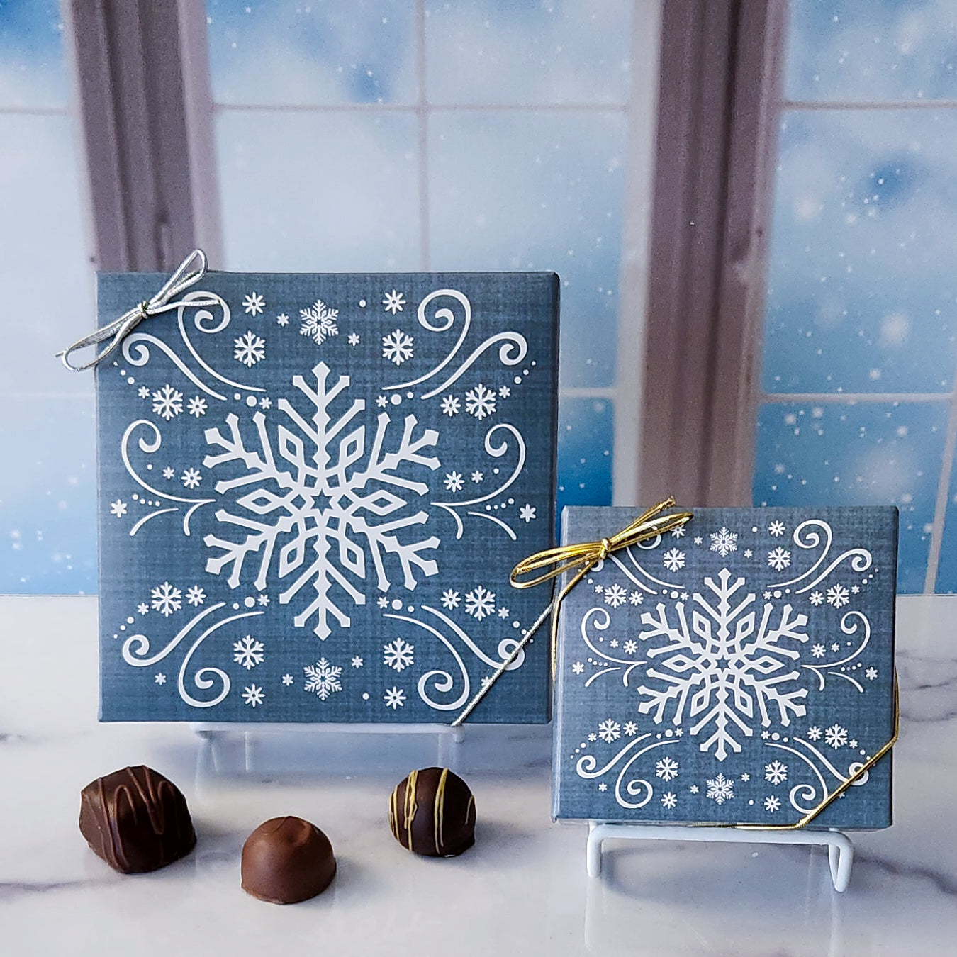 Snow Flurry Themed Gift Box with Premium Assortment - Perfect for Christmas Gifts, Holiday Parties & Winter Decorations