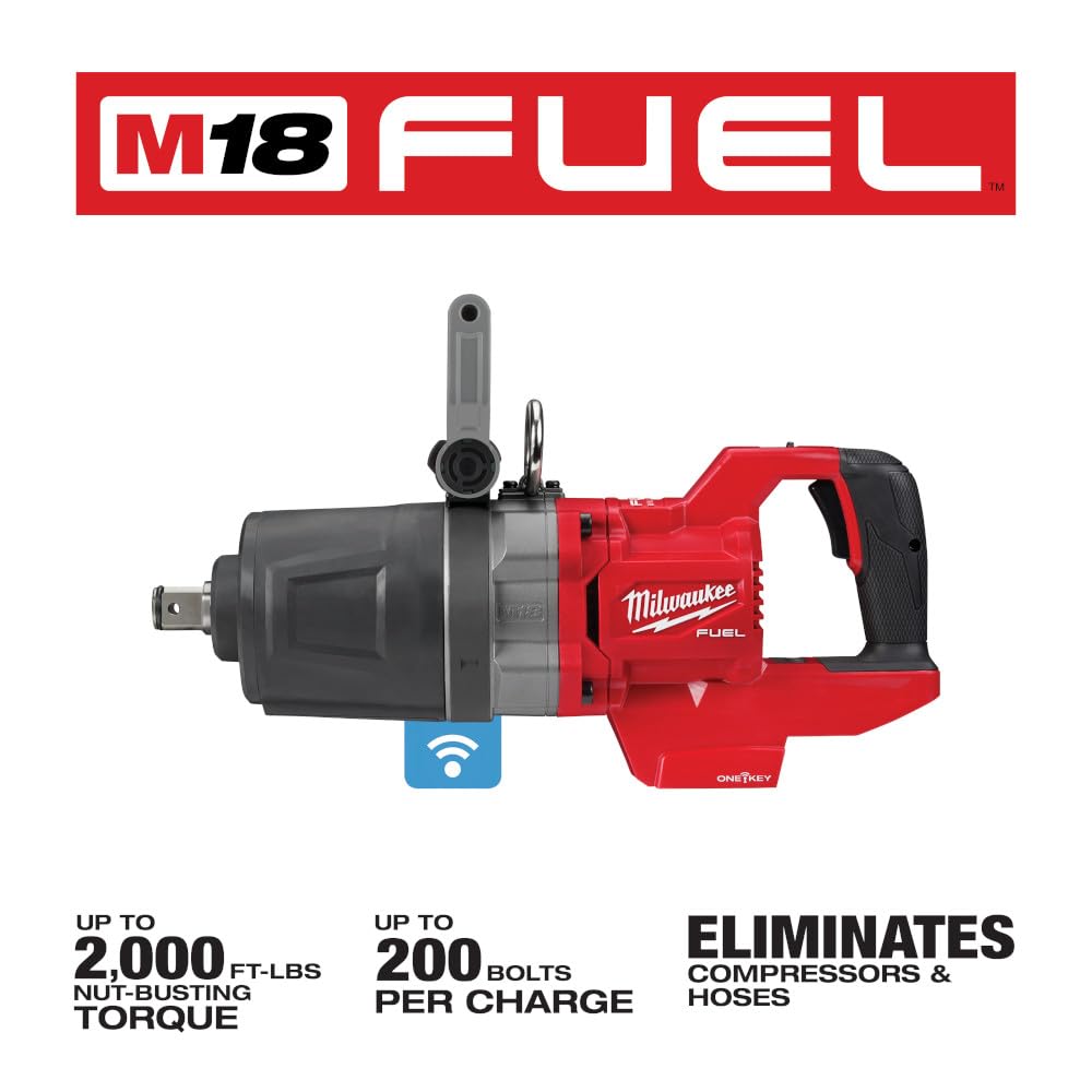 Milwaukee 2868-20 M18 FUEL 1 Inch D-Handle High Torque Impact Wrench (Tool Only) - Perfect for Automotive Repairs, Construction & Heavy-Duty Fastening
