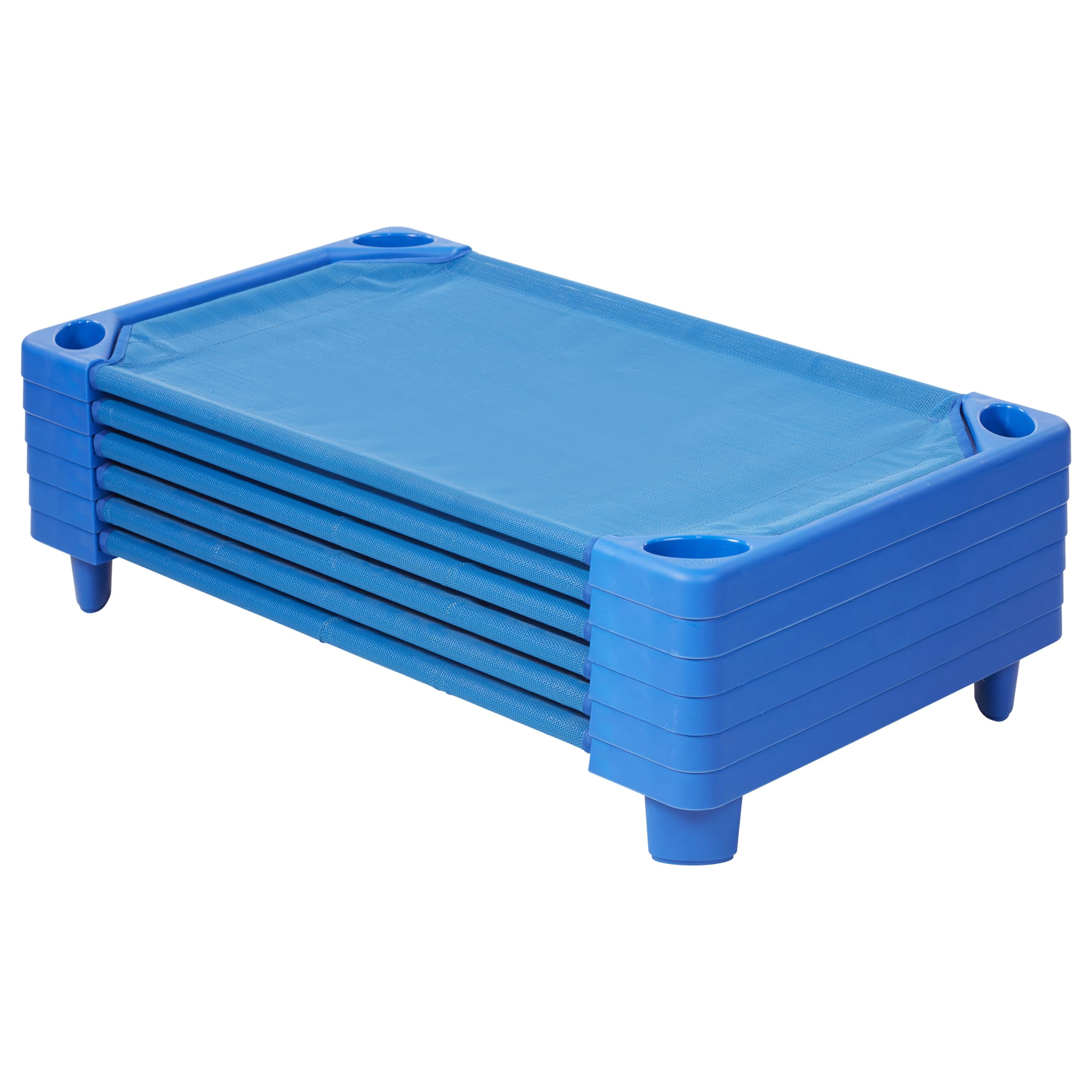 ECR4Kids Streamline Toddler Cot - Blue 6-Pack for Daycare, Preschool & Classroom Nap Time | Durable Kids Sleeping Cots for Early Childhood Education