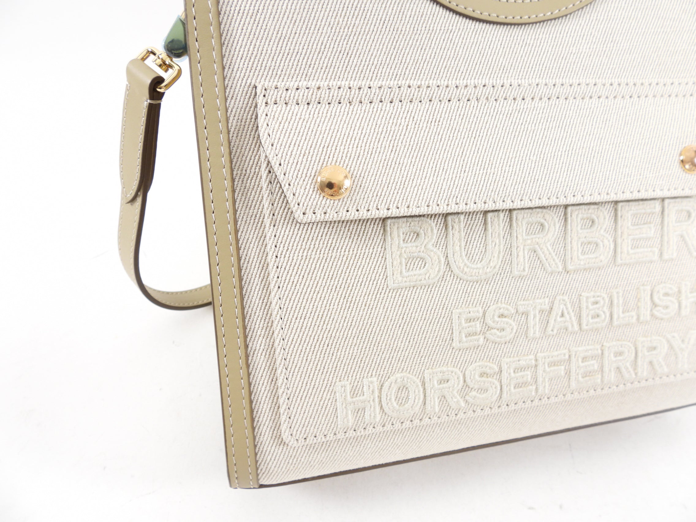 Burberry Small Pocket Bag in Ecru & Toile Canvas | Crossbody Shoulder Bag for Women | Perfect for Everyday Use, Travel & Date Nights
