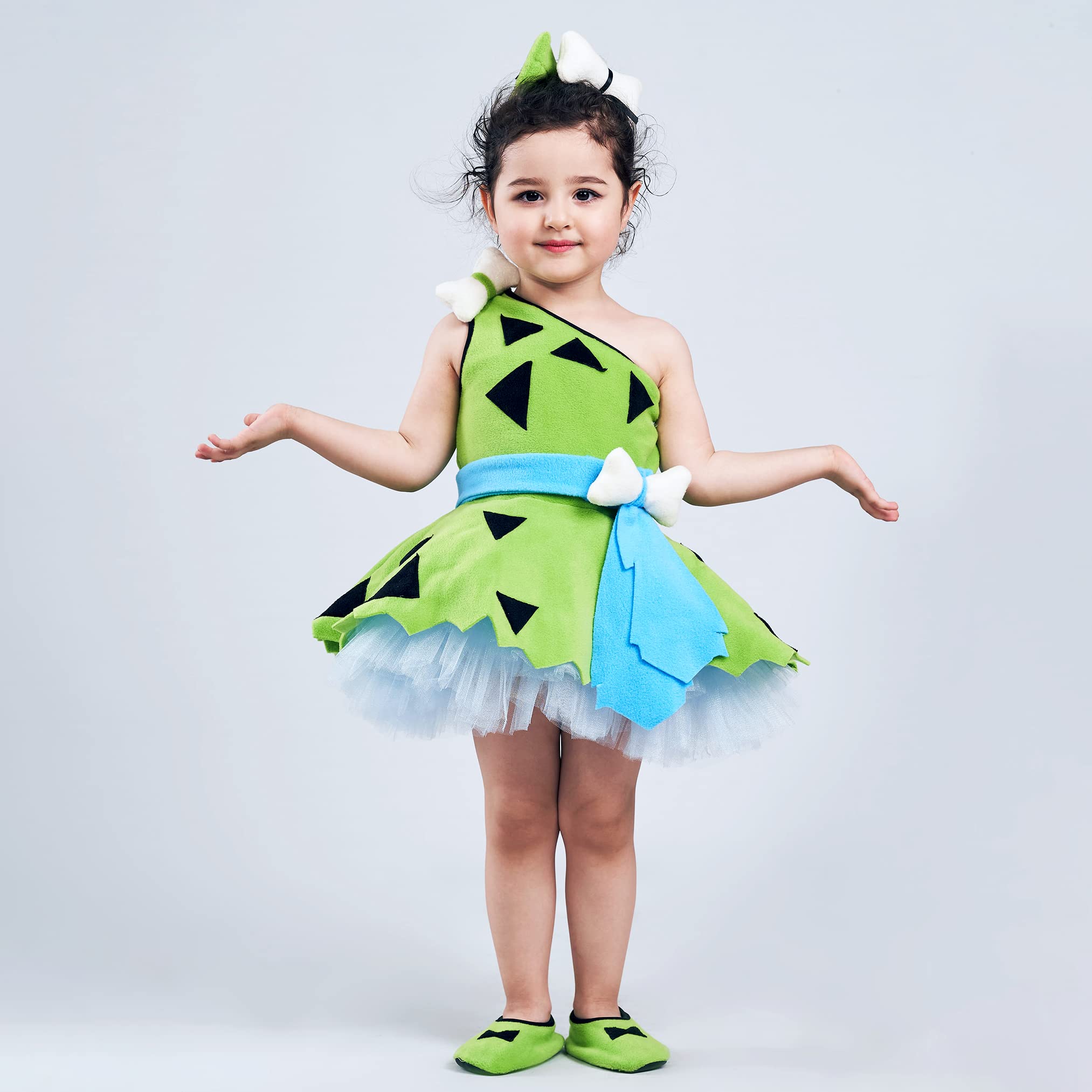Girls Pebbles Flintstones Costume for Halloween Party & Toddler Birthday - Baby Tutu Dress Outfit | Perfect for Dress-Up, Cosplay & Themed Events