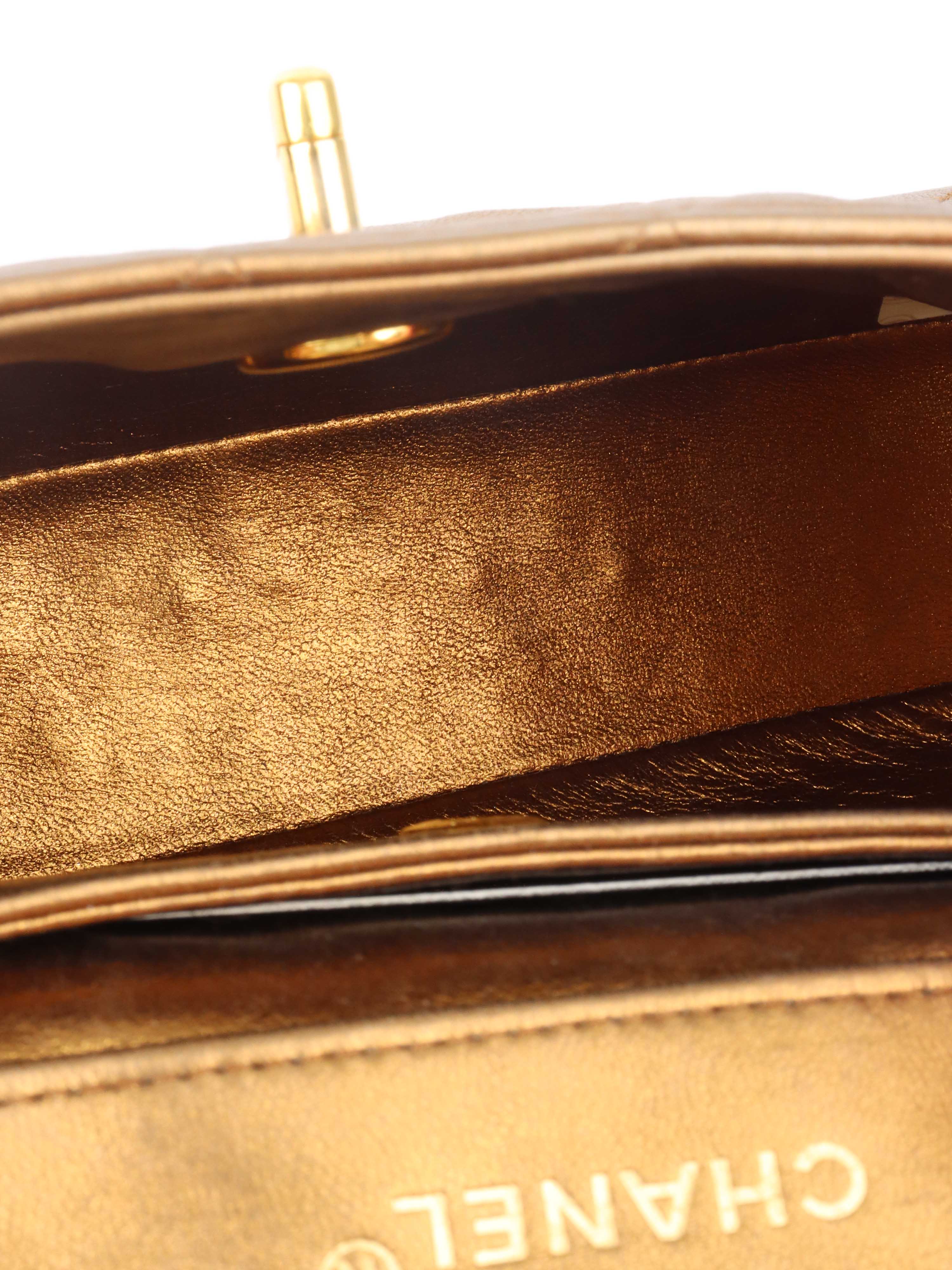 Vintage Chanel Gold Metallic Chain Bag - Luxury Crossbody Purse for Women, Perfect for Evening Parties & Special Occasions