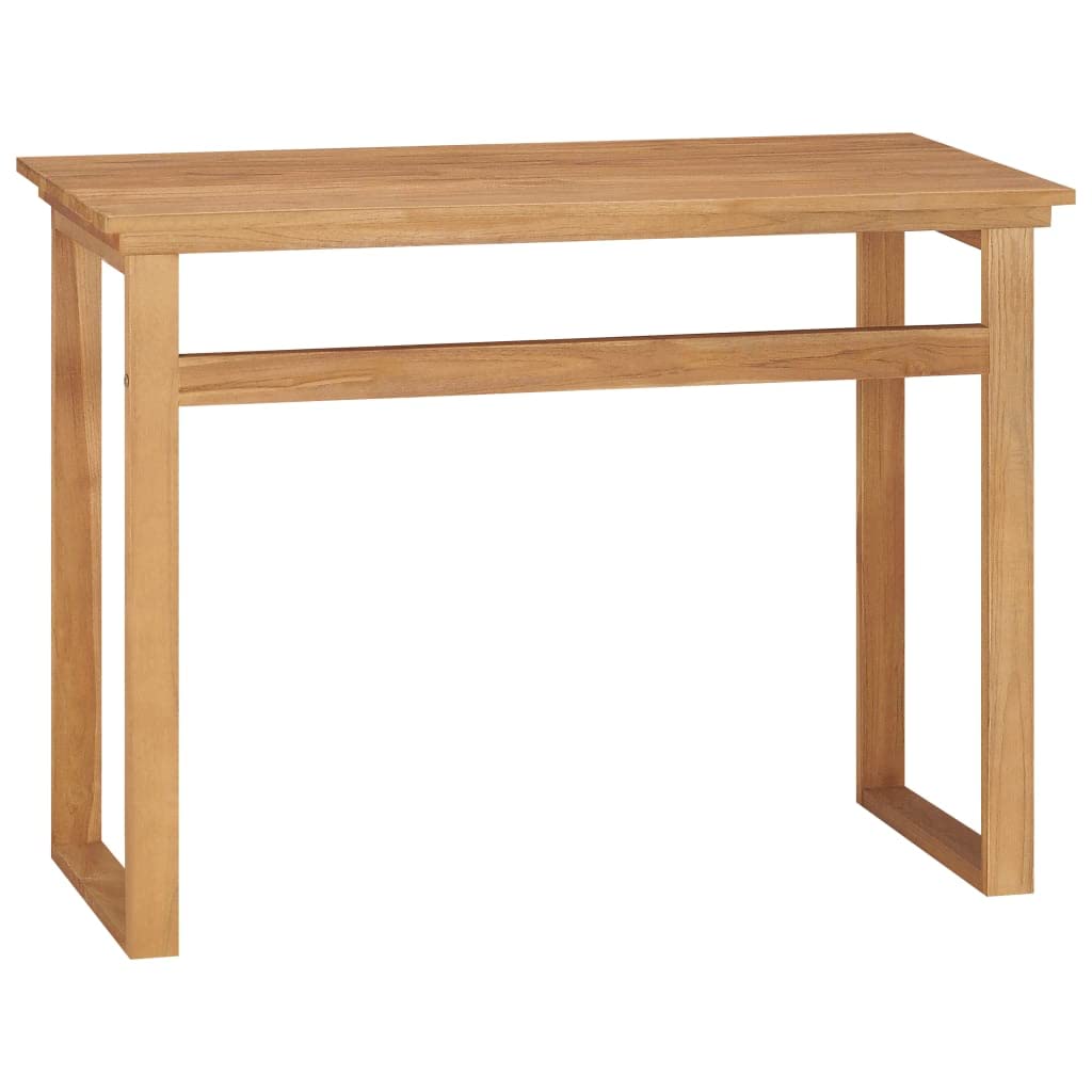 vidaXL Solid Teak Wood Desk - Rustic Farmhouse Style Medium-Sized Brown Writing Table | Perfect for Home Office, Study Room & Living Room as Computer Desk or Console Table
