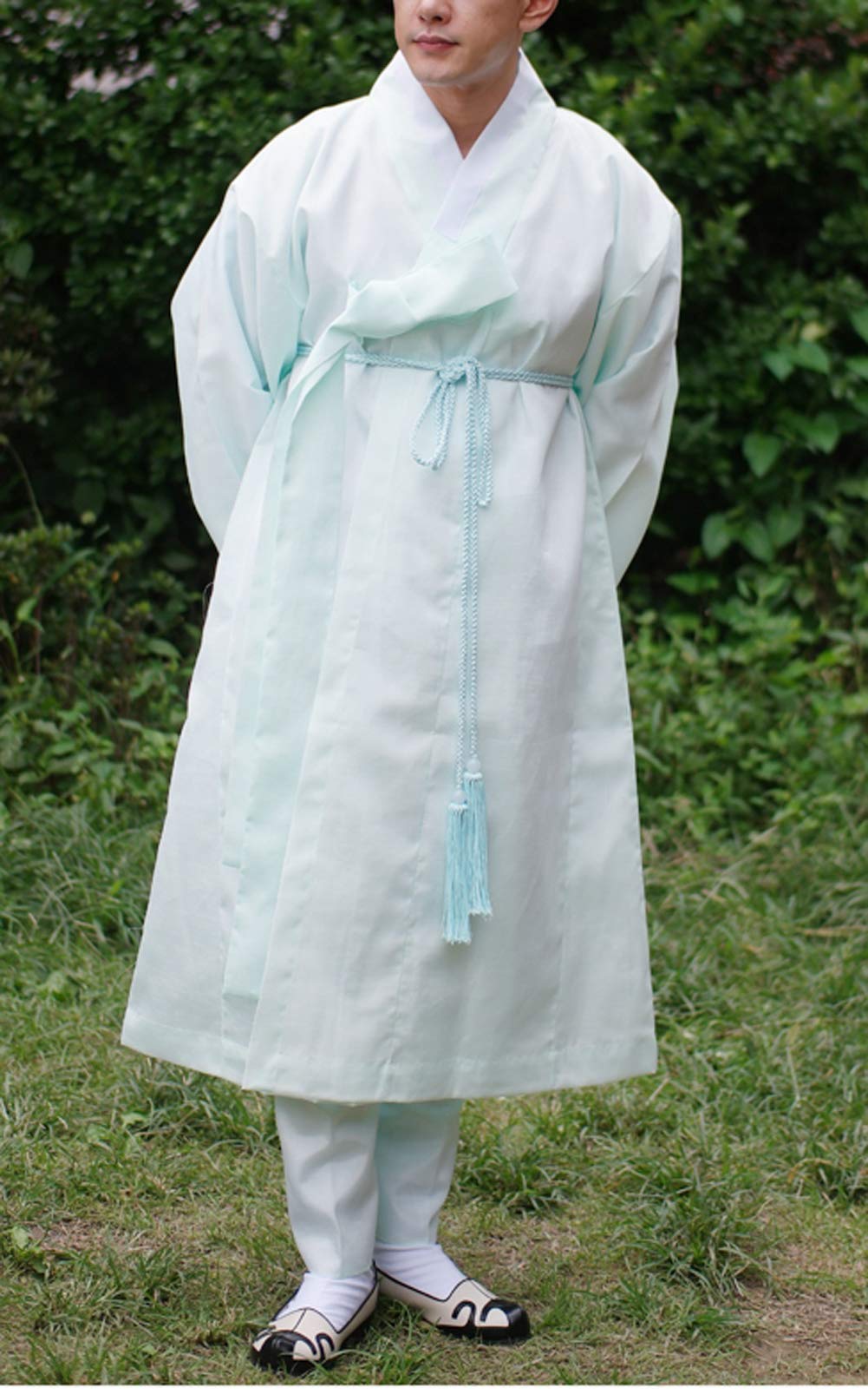 Korean Traditional Men's Water Silk Robe - Dopo Hanbok for Men | Comfortable Lightweight Loungewear | Halloween Costume & Cultural Event Attire | Perfect for Cosplay, Home Relaxation, and Special Occasions