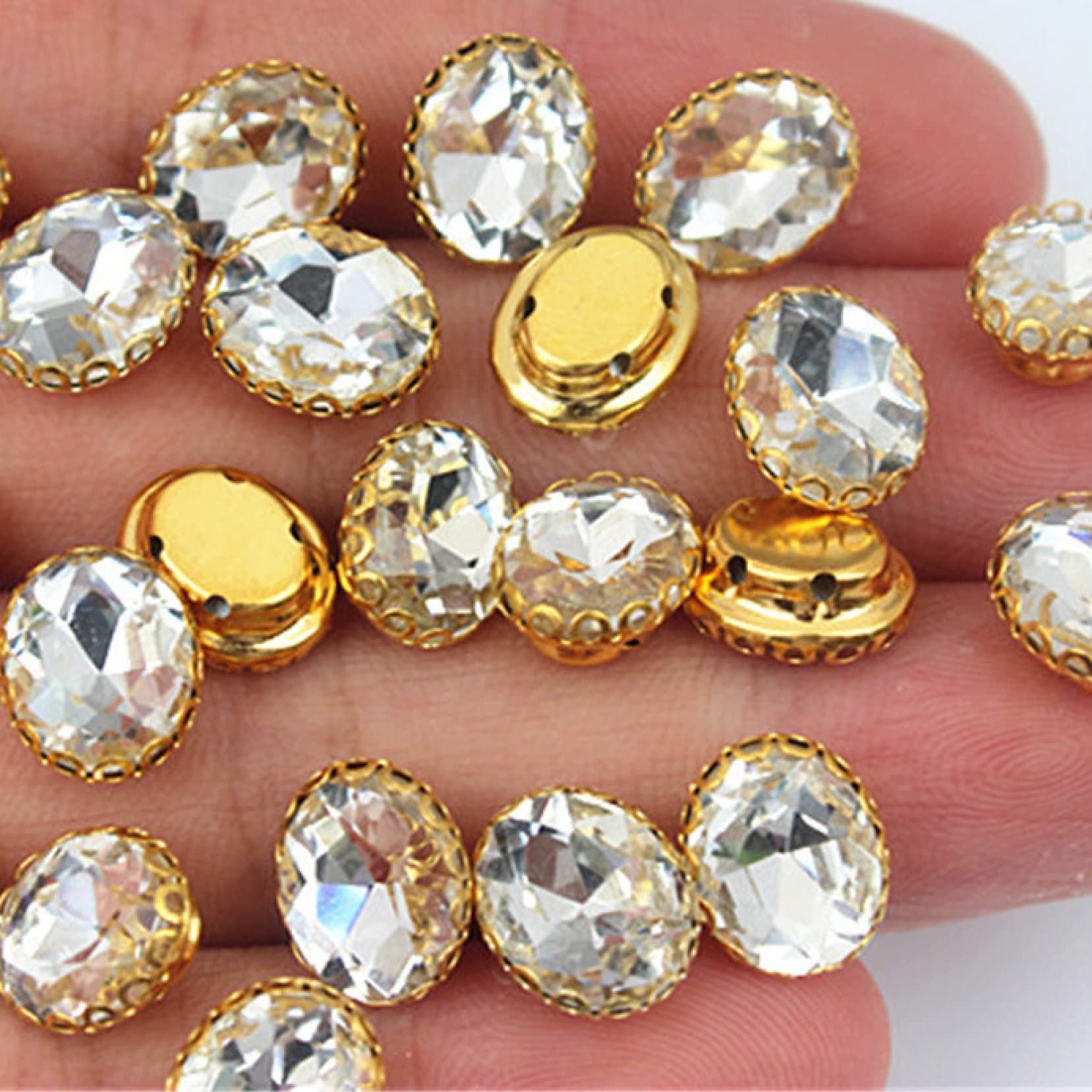 30pcs DIY Mixed Shape Clear Glass Sew-on Claw Rhinestones for Wedding Dresses, Costumes & DIY Crafts - Perfect for Bridal Accessories, Cosplay and Jewelry Making