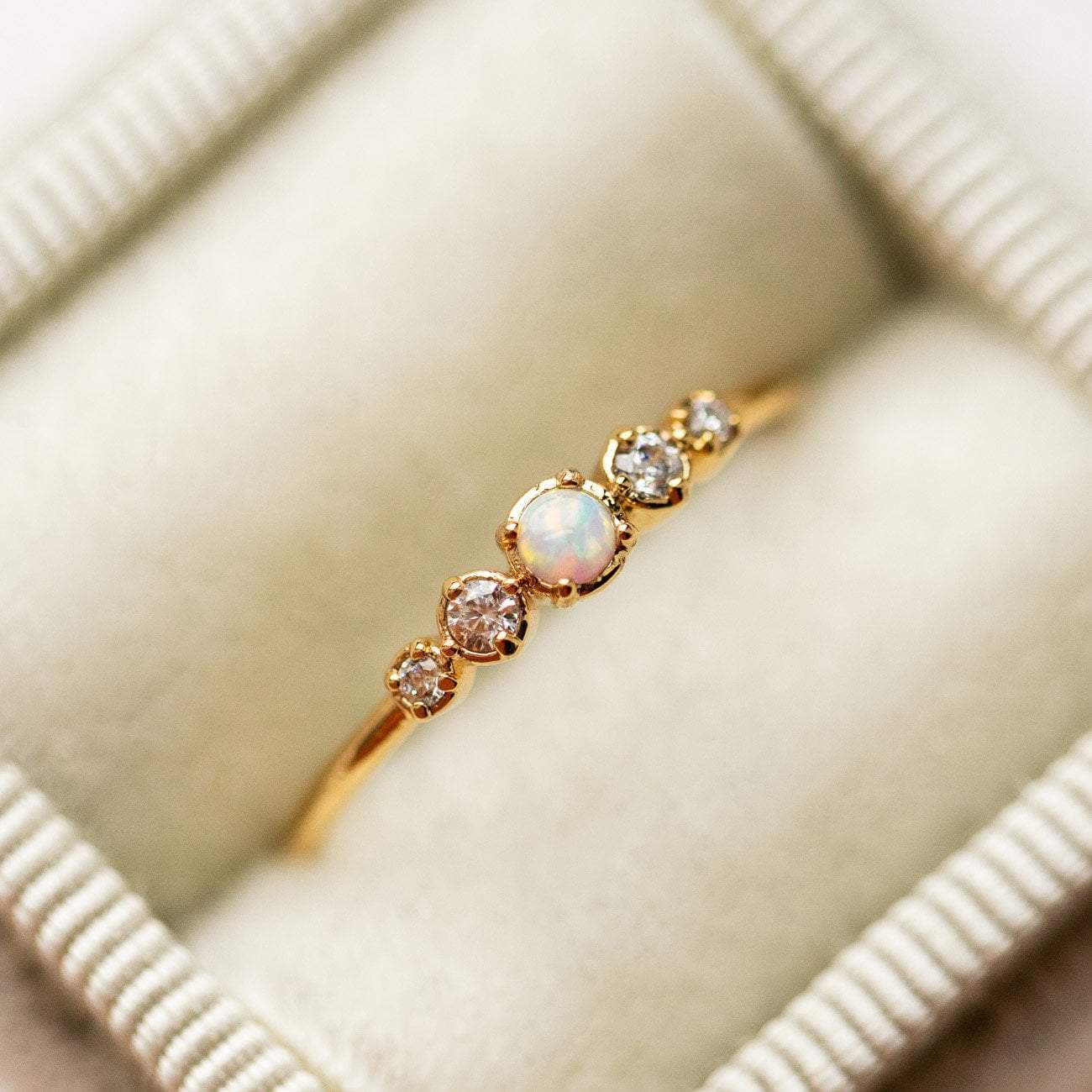 Opal Stacking Ring - Dainty Sterling Silver Stackable Rings for Women, Elegant Birthstone Jewelry Gift for Her | Perfect for Layering, Everyday Wear & Special Occasions