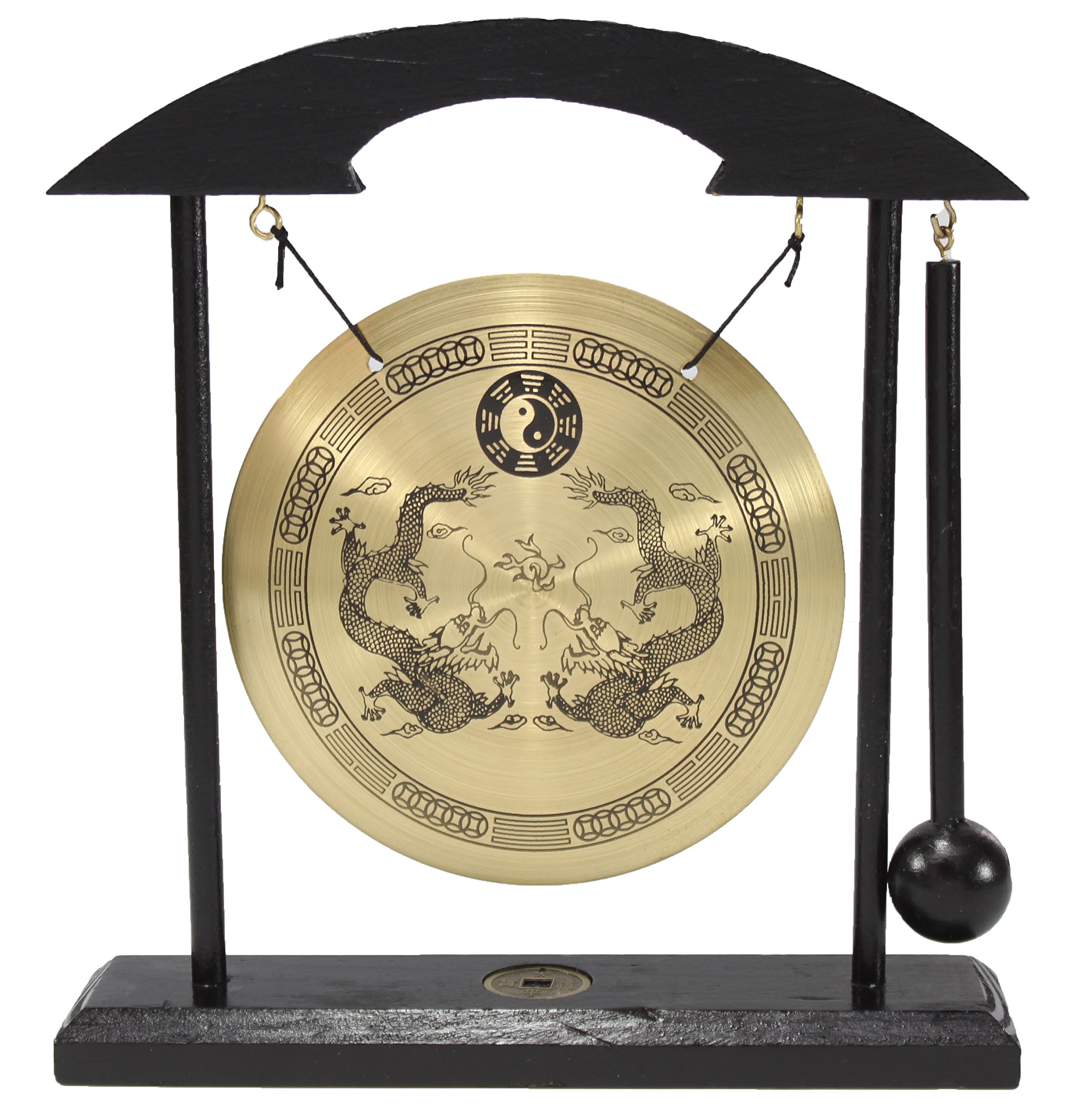 Brass Zen Table Gong - Feng Shui Meditation Desktop Decor for Home & Office - Perfect for Stress Relief, Yoga Studios, and Mindfulness Spaces