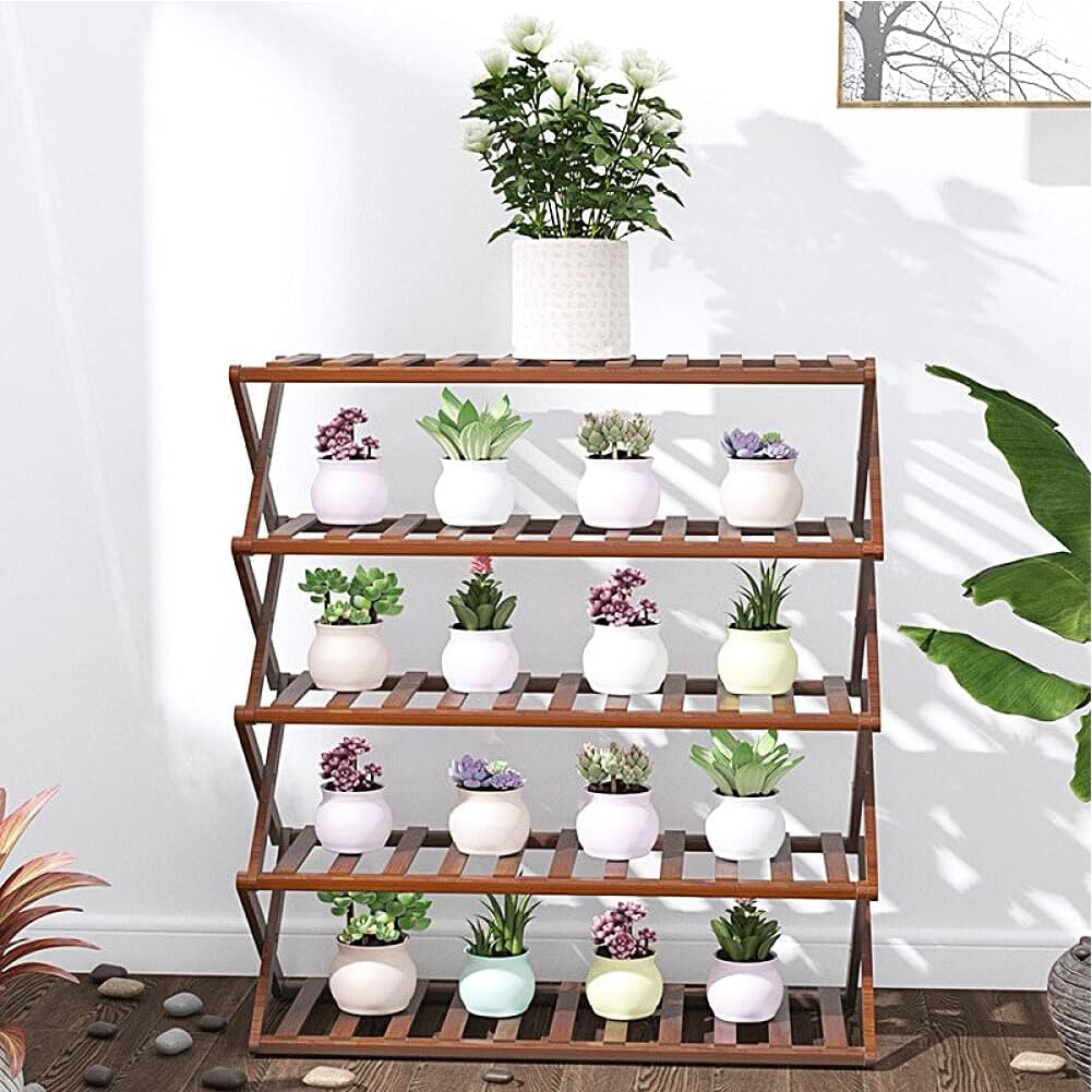 5-Tier Bamboo Shoe Rack - Free Standing, Foldable Shoe Shelf with Multifunctional Storage for Entryway, Hallway, Bathroom, Living Room & Bedroom - Perfect for Small Spaces, Apartment Organization & Closet Storage Solutions