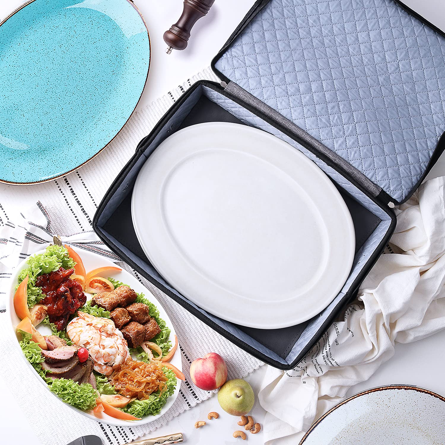 Premium 6-Piece Fine China Storage Set - Hard Shell Stackable Dish Organizers with Dividers for Plates, Coffee Mugs & Wine Glasses | Perfect for Kitchen Cabinet Organization and China Protection During Moving