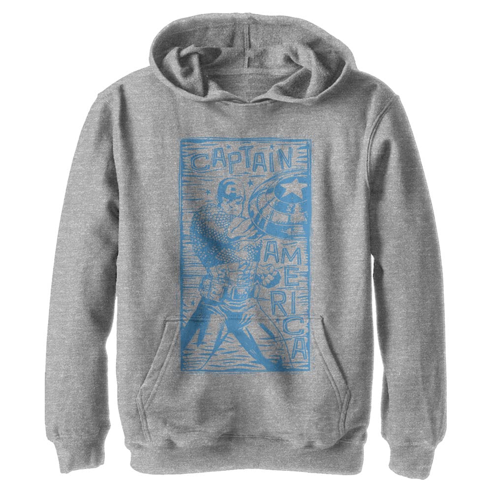 Marvel Captain America Stencil Youth Pullover Hoodie for Kids | Superhero Costume & Casual Wear | Perfect for Halloween, Cosplay & Everyday Outfits