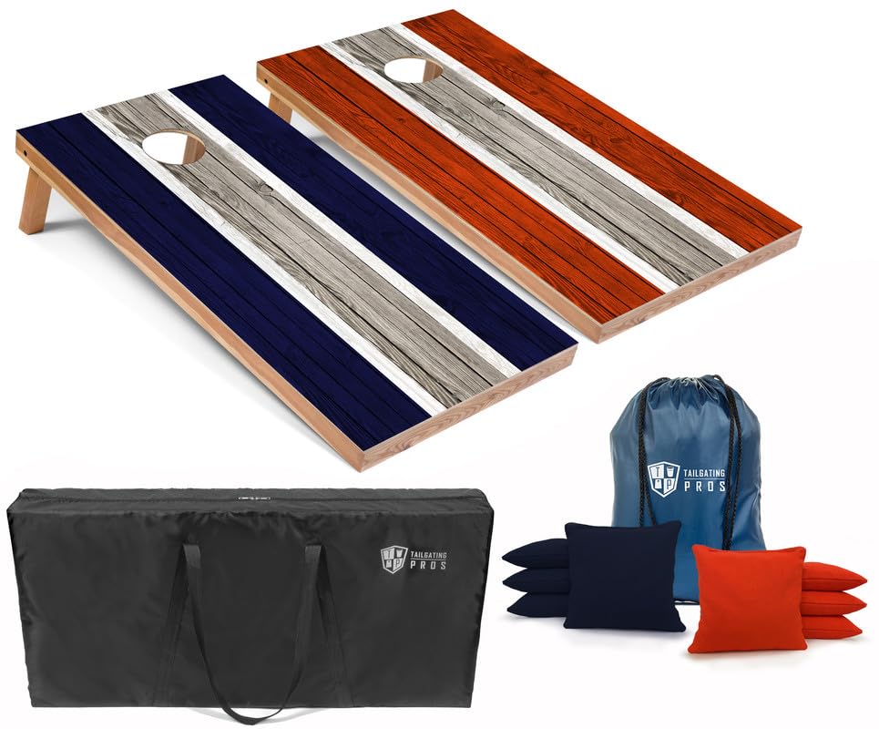 Premium LED Cornhole Board Set with Built-in Striped Lights - 4'x2' Regulation Size, Multicolor LED Lighting, 8 Bean Bags & Carrying Cases - Perfect for Tailgating, Backyard Parties, and Outdoor Game Nights