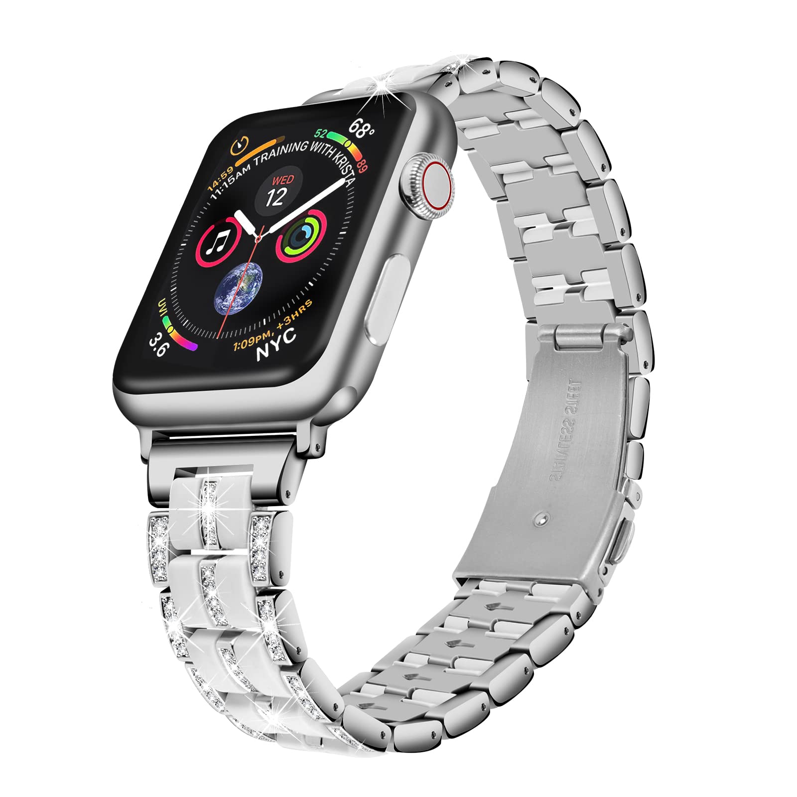 EverSnows Bling Bands for Apple Watch 38mm 40mm - Stylish Rhinestone Jewelry Metal & Resin Bracelet Compatible with iWatch SE Series 6/5/4/3/2/1 - Perfect for Women's Fashion, Parties & Everyday Wear