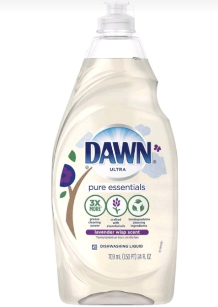 Dawn Ultra Pure Essentials Lavender Wisp Scent Dish Soap - 28 oz Bottle | Gentle on Hands | Effective Grease Cutting | Perfect for Kitchen, Camping & RV Use