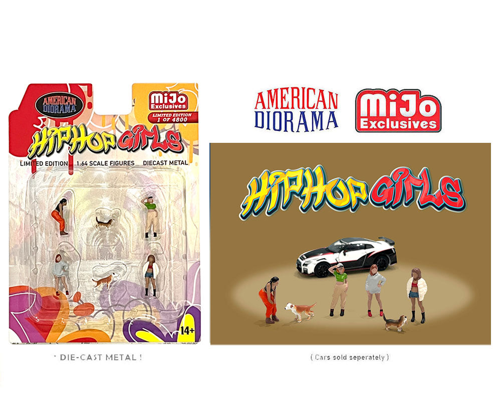 1/64 Scale Hip Hop Girls Figures Set - American Diorama MIJO Exclusives for Model Train Scenes & Urban Diorama Displays