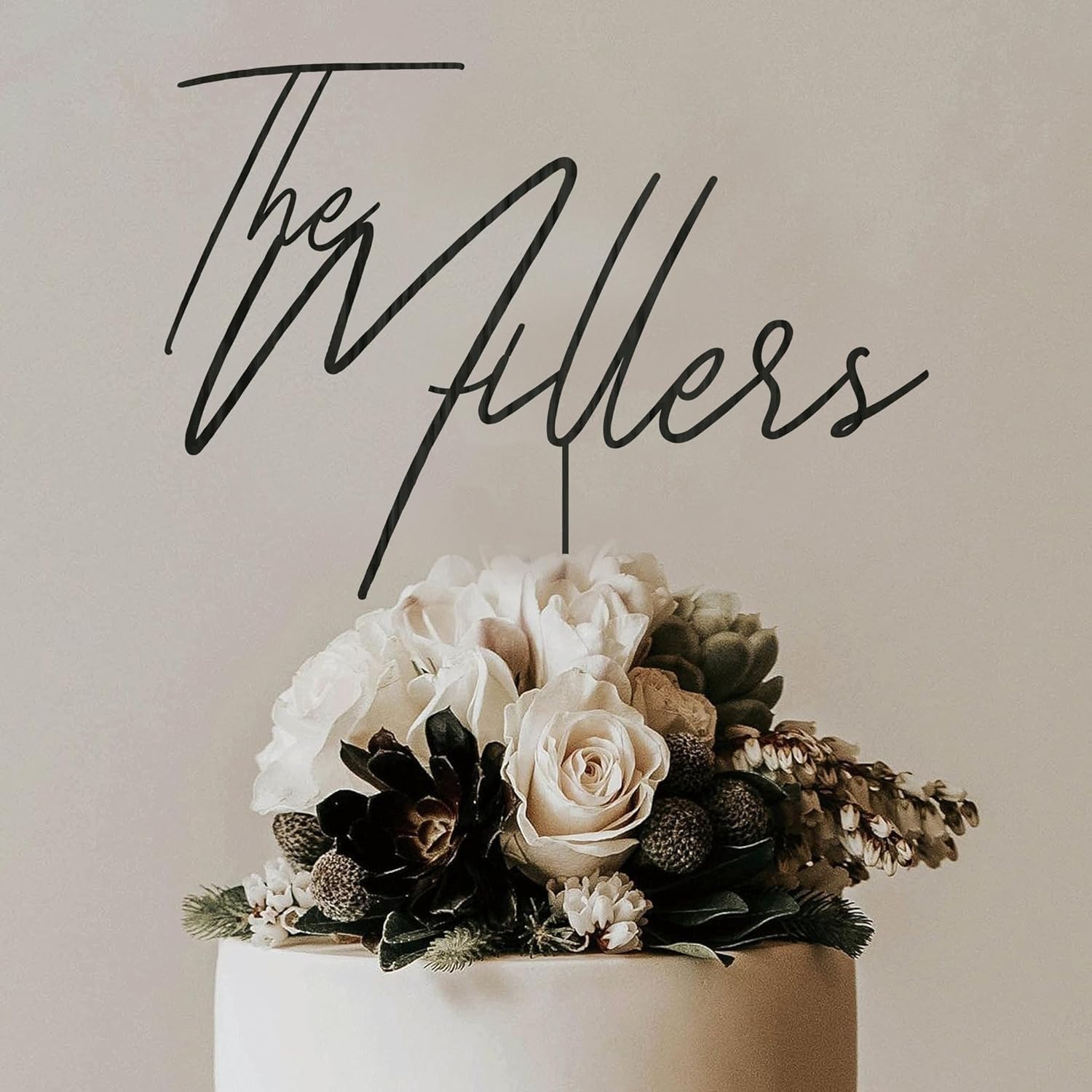 Personalized Wedding Cake Topper - Custom Name Wood Cake Decor - Elegant Wedding Cake Accessory CT01 for Anniversaries & Bridal Showers
