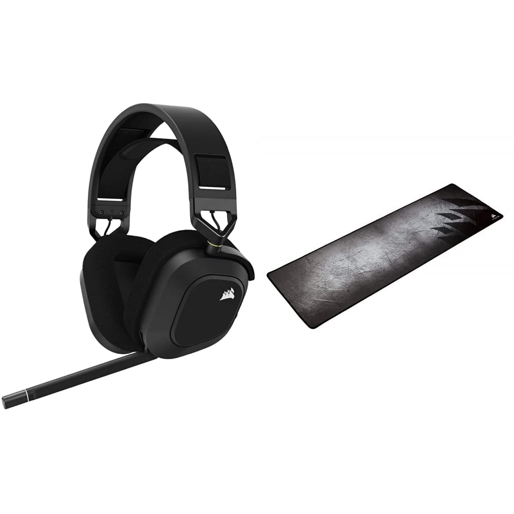 CORSAIR HS80 RGB Wireless Gaming Headset with Spatial Audio & MM300 Anti-Fray Cloth Mouse Pad - Premium PC, PS5, Xbox Gaming Headphones & High-Performance Mouse Mat for FPS, MOBA, Streaming - Perfect for Competitive Gaming & Home Office Setup