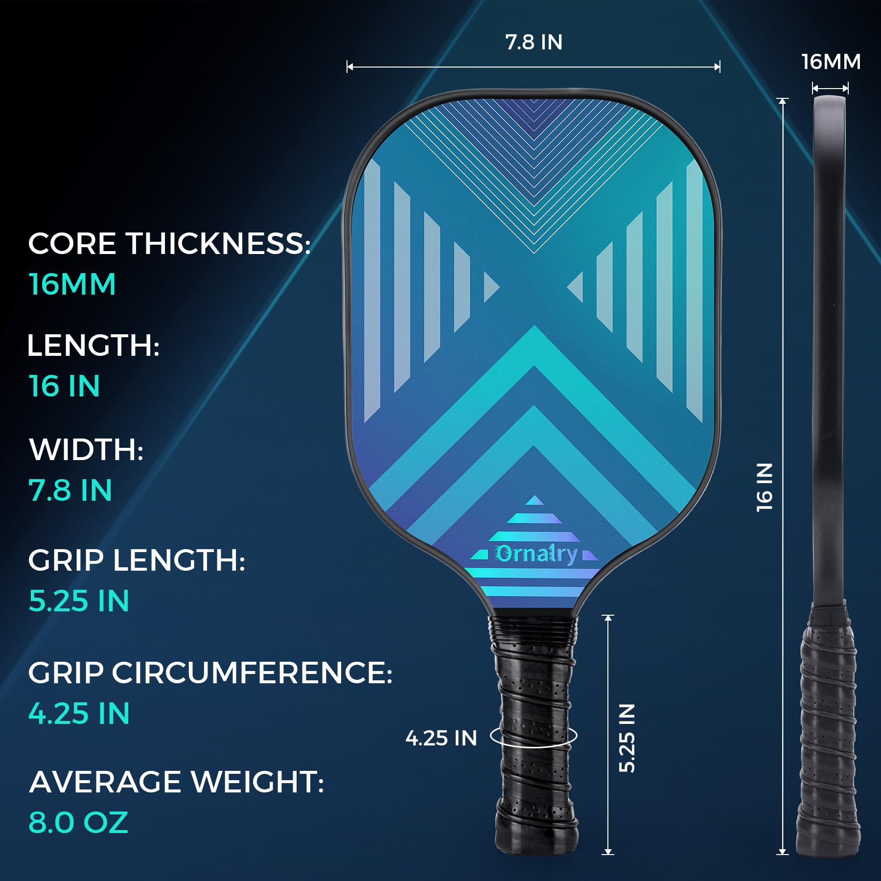 Premium T700 Carbon Fiber Pickleball Paddles Set of 2 - 16mm Polypropylene Honeycomb Core for Power & Control - High Grit Surface for Maximum Spin - Perfect Gift for Intermediate to Pro Players - Ideal for Tournaments, Backyard Games & Family Fun