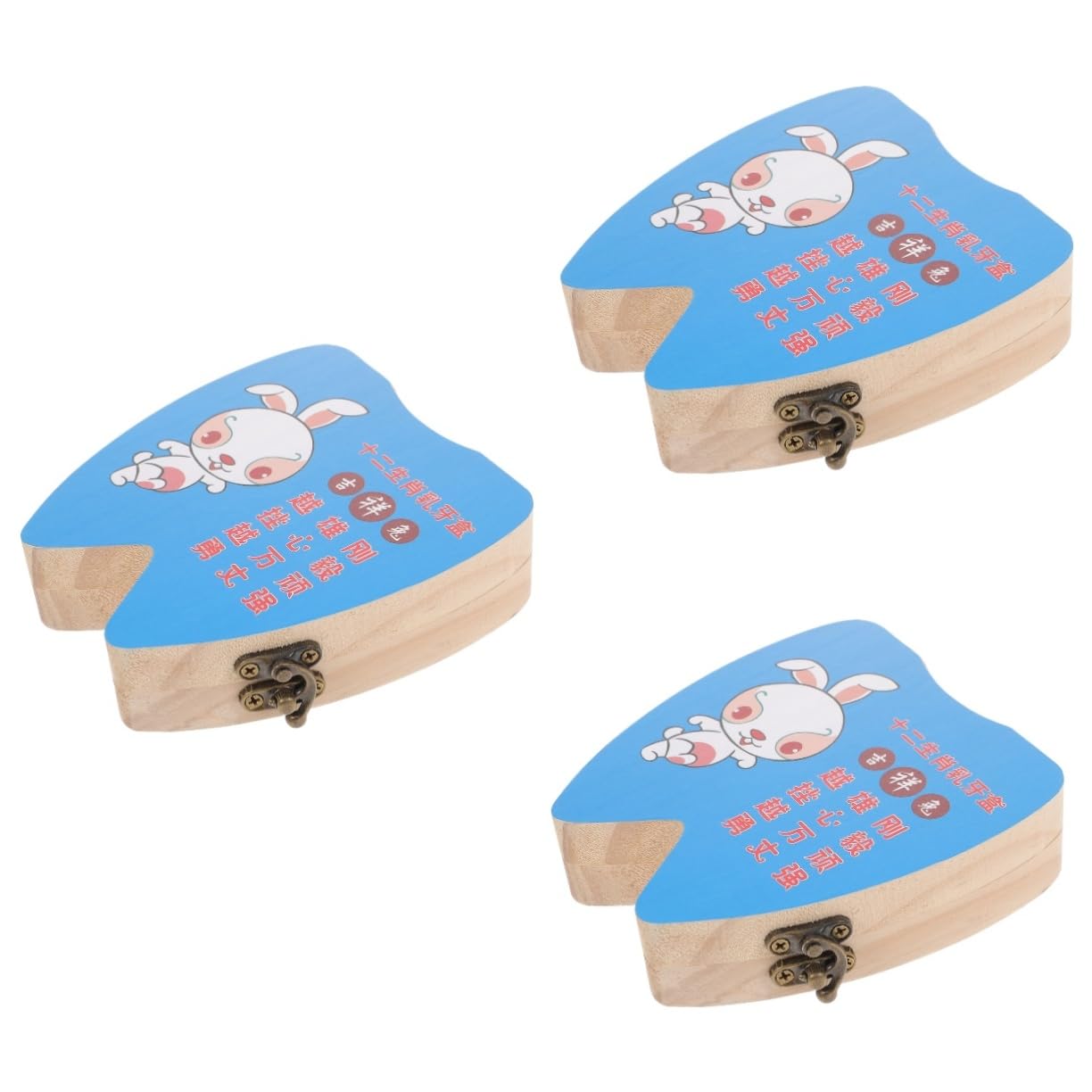 UPKOCH 3-Piece Kids Tooth Fairy Keepsake Box Set - Blue Wooden Baby Teeth Storage for Boys & Girls - Perfect for First Lost Tooth Celebration & Childhood Memory Preservation