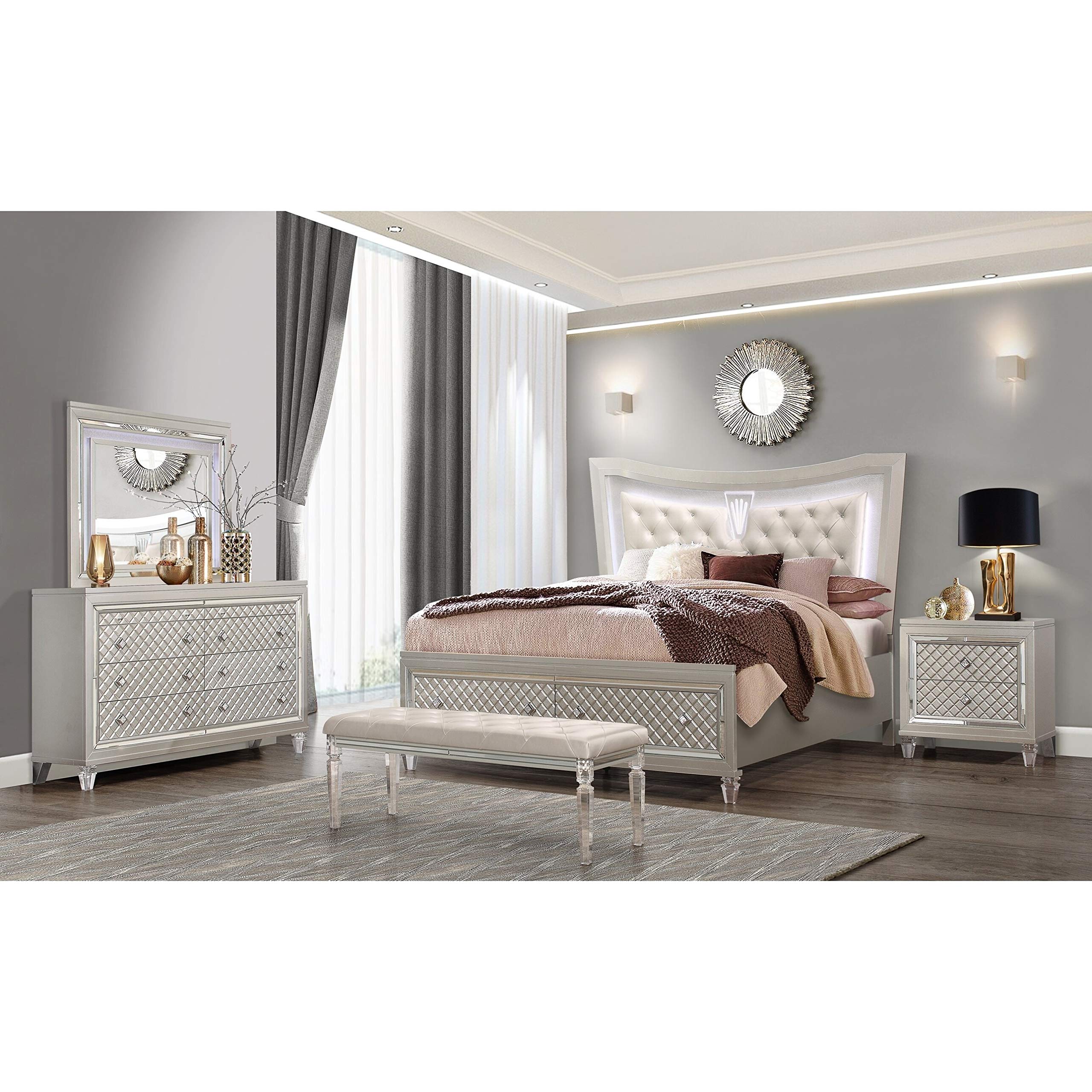 Global Furniture USA 8-Drawer Champagne Paris Dresser - Elegant Bedroom Storage Solution (Mirror Sold Separately) | Perfect for Master Bedrooms, Guest Rooms & Apartment Organization