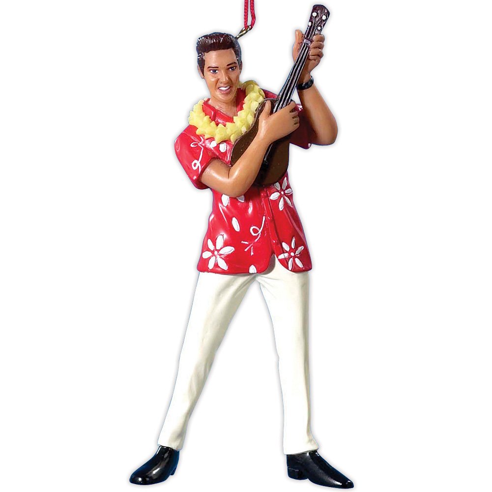 Elvis Presley Hawaiian Red Suit Christmas Ornament - 5 Inch Collectible Figurine for Holiday Tree Decor, Gift for Fans & Music Lovers