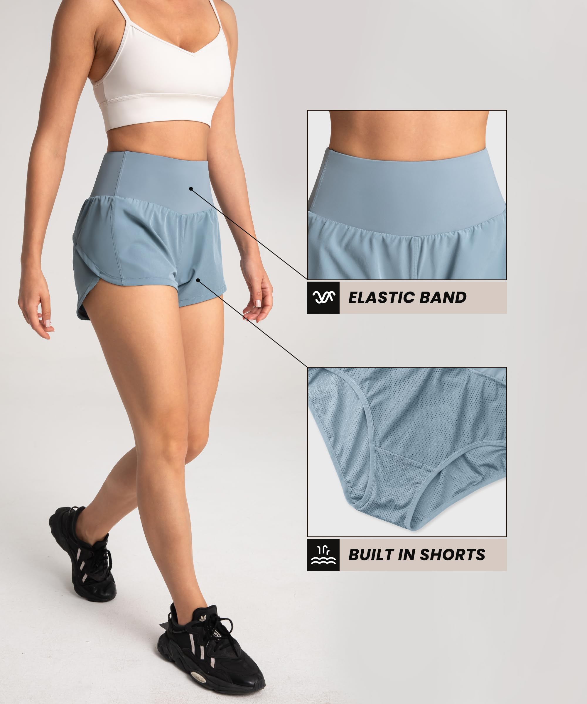 High Waisted Athletic Shorts for Women - Quick Dry Workout Running Shorts with Mesh Liner & Zipper Pockets | Yoga, Gym, Jogging & Outdoor Sports