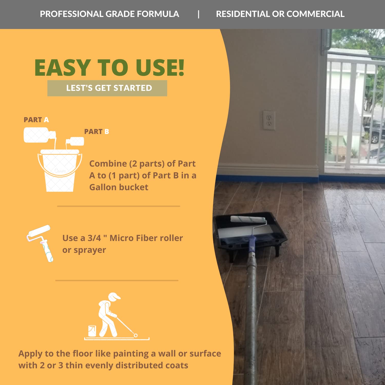 GlazeGuard Plus High-Gloss Anti-Slip Floor Coating Sealer - 1 Quart Professional Grade Kit for Garage, Basement & Workshop Floors - Durable Epoxy Protection for Concrete & Tile Surfaces