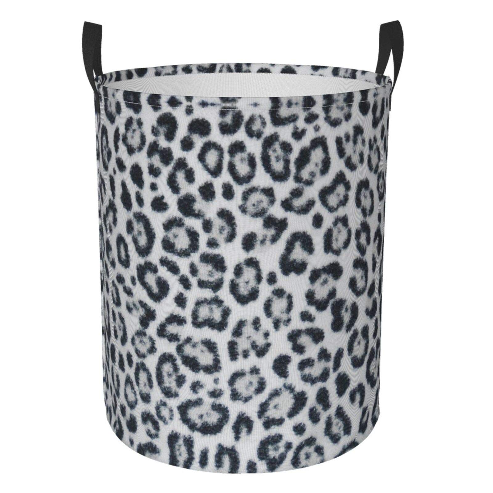 Foruidea Leopard Gray Laundry Basket - Collapsible Clothes Hamper with Oxford Fabric for Home, Office, Dorm | Portable Storage Bin for Nursery, Bedroom, Bathroom | Perfect Gift Basket for Housewarming & College Students