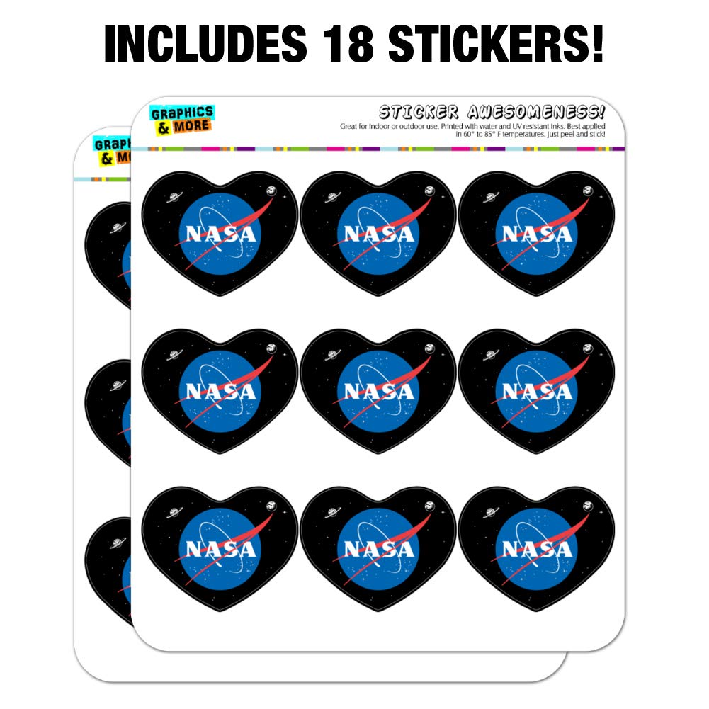 NASA Official Meatball Logo Heart Shaped Planner Stickers - Perfect for Scrapbooking, Bullet Journals, DIY Crafts & School Projects - Decorate Calendars, Notebooks, Gift Cards