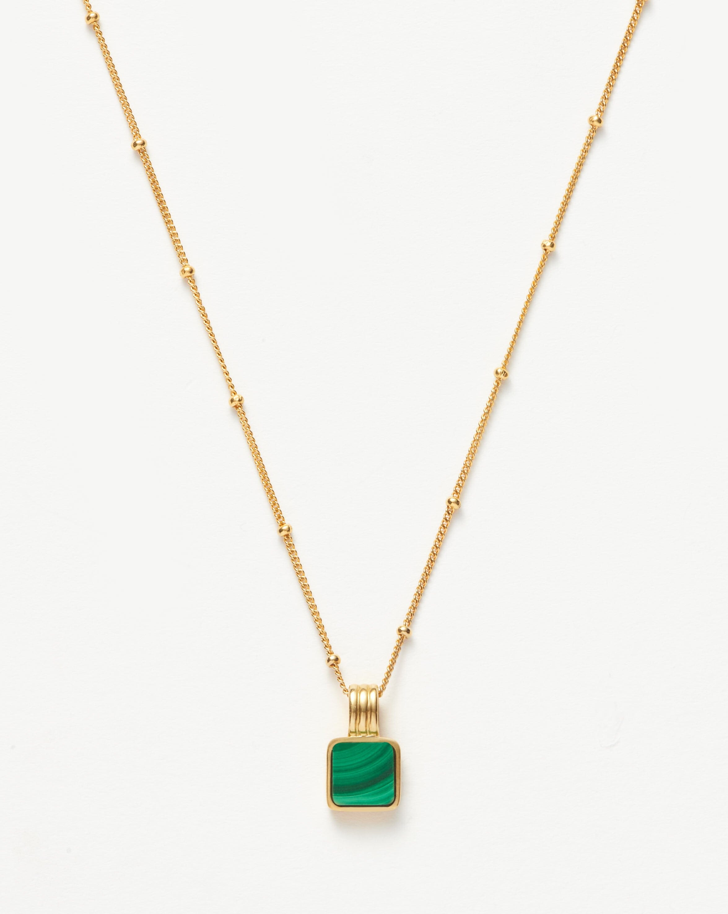 Lucy Williams Square Malachite Necklace - 18k Gold Vermeil & Genuine Malachite Gemstone | Elegant Jewelry Gift for Women, Perfect for Weddings, Parties & Everyday Wear