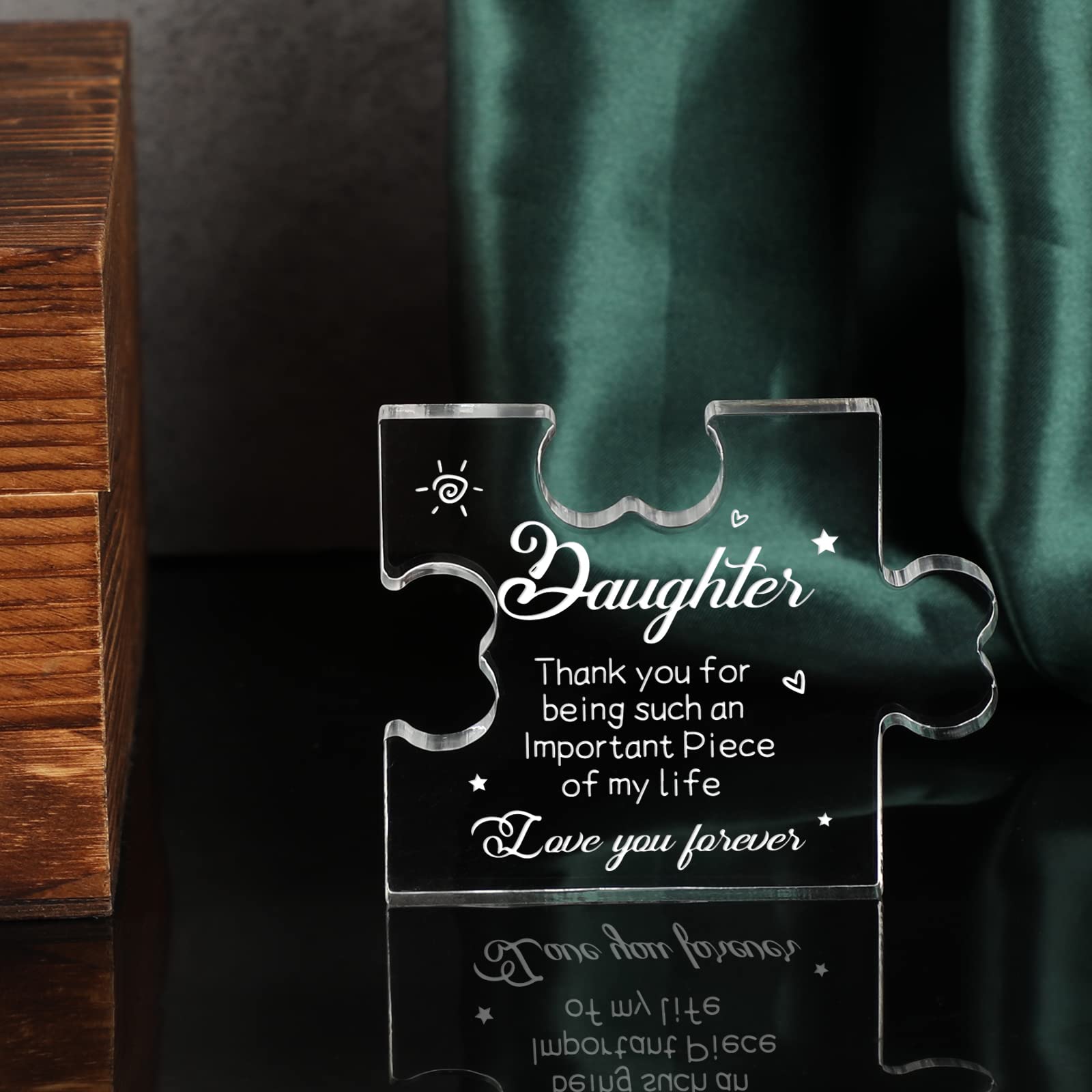 Personalized Acrylic Puzzle Plaque for Daughter - Heartfelt Gift from Mom & Dad - Mother's Day, Birthday, Graduation, Anniversary, Wedding Gift - 3.35 x 2.76 Inch Inspirational Desk Decor - Perfect for Bedroom, Office, or Study Room Decorations