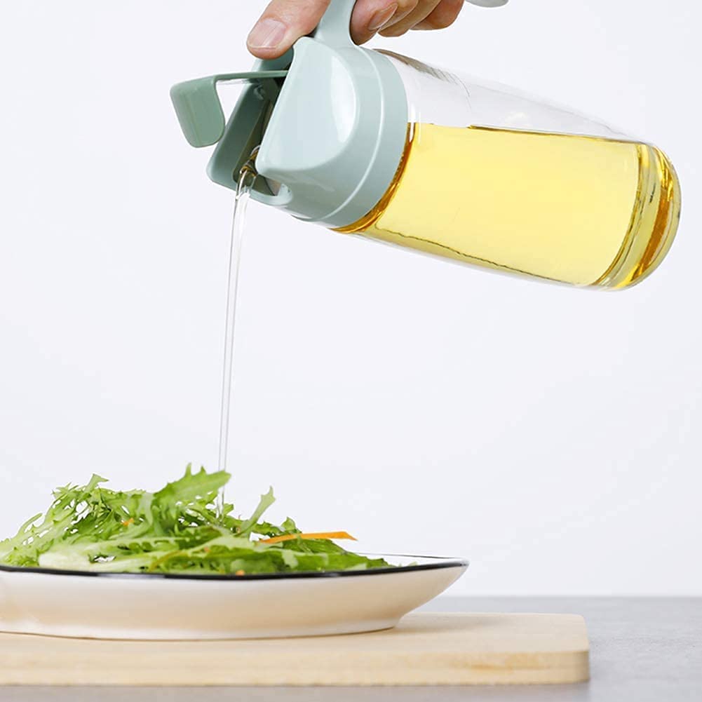 Premium Olive Oil Glass Bottle with Auto Flip Silicone Dispenser - 630ml Leak-Proof Kitchen Oil Dispenser with Non-Slip Handle & Automatic Cap - Perfect for Cooking, Baking, Salad Dressing & Countertop Storage