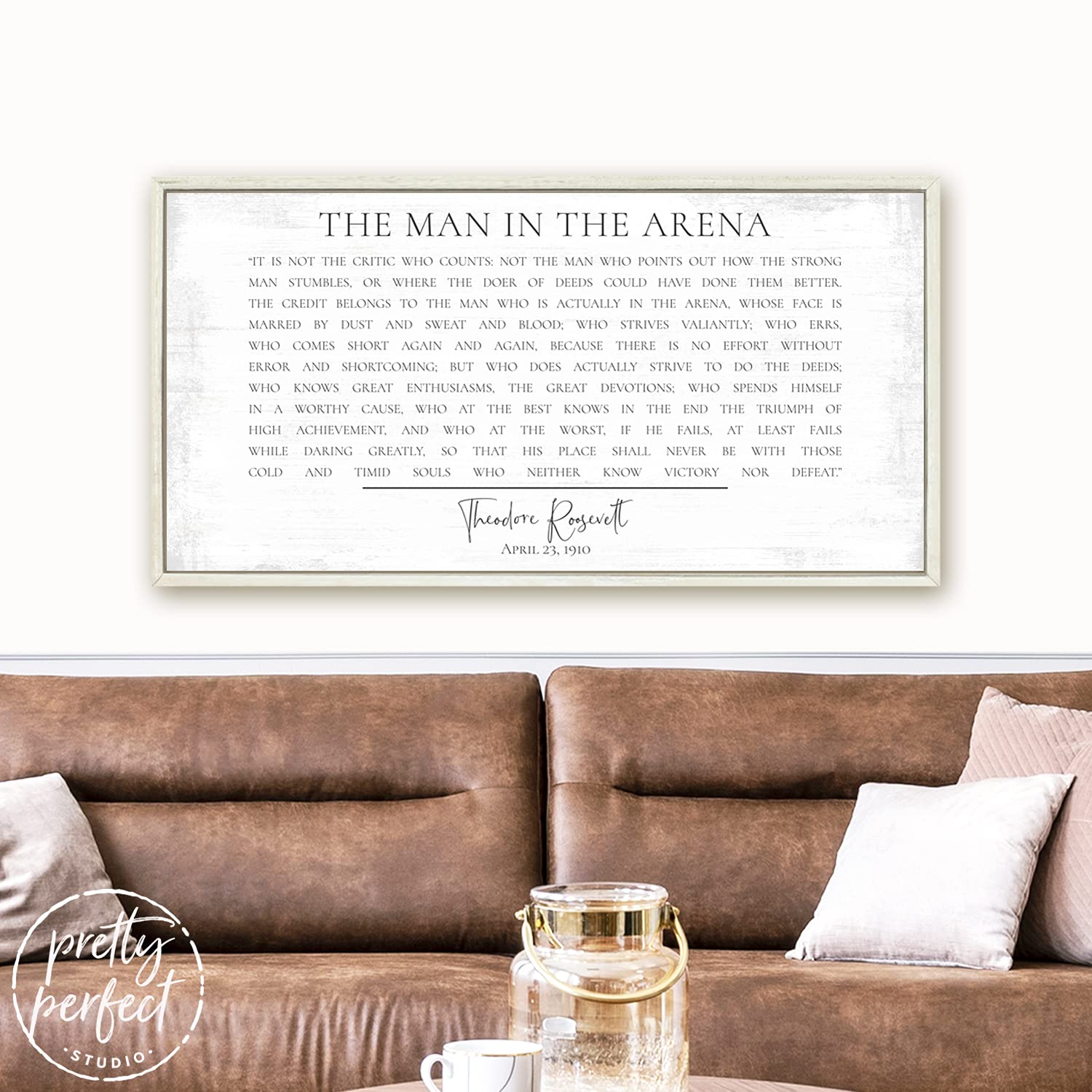 The Man in The Arena Framed Wall Art - Theodore Roosevelt Inspirational Quote Print for Home & Office Decor | Motivational Speech Poster | Perfect for Living Room, Study & Workspace