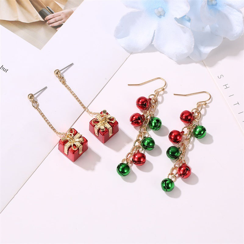 Festive Red Bow Snowflakes Jingle Bell Earrings for Christmas | Holiday Party Jewelry Gift for Women | Perfect for Xmas Celebrations & Winter Gatherings