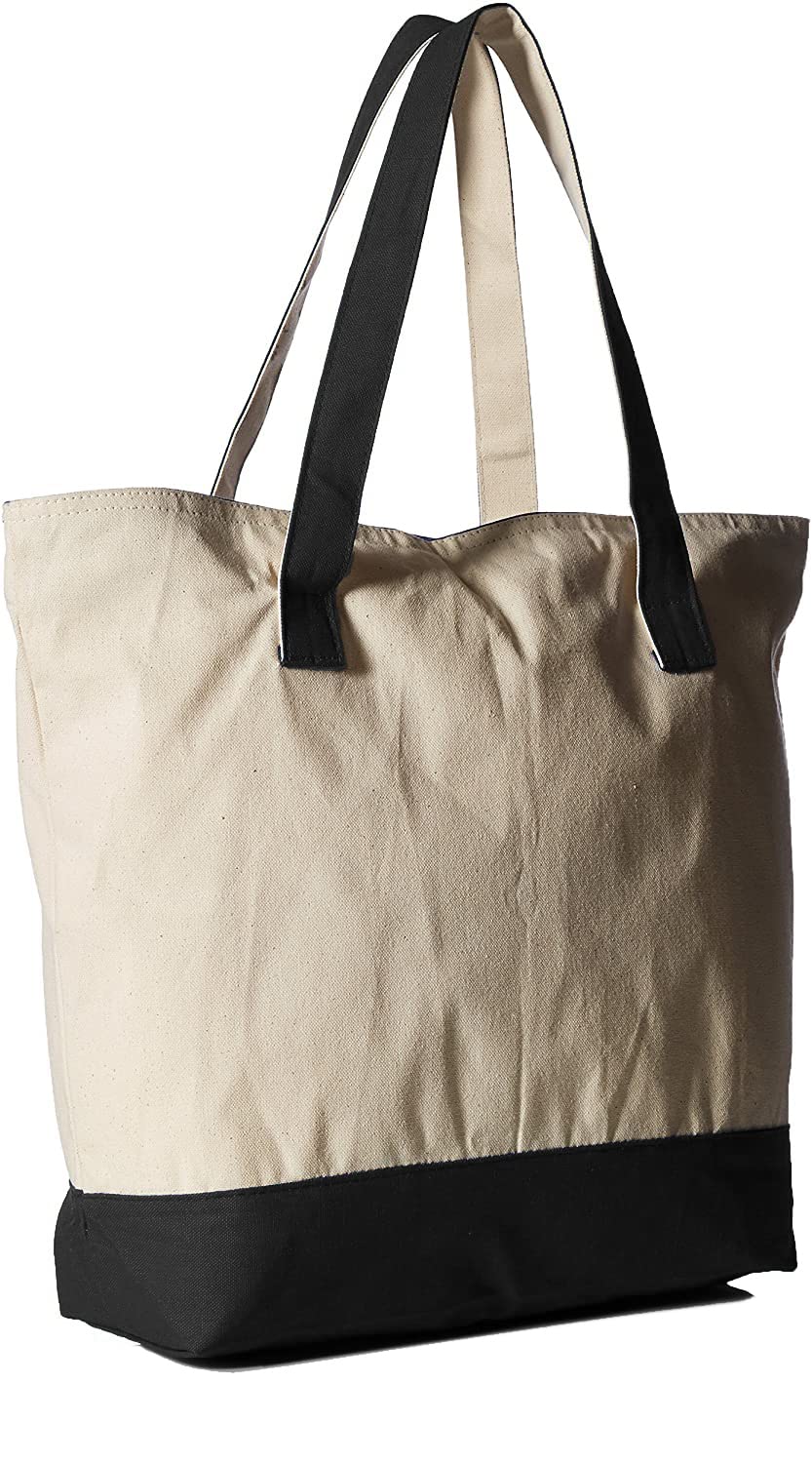 Personalized Initial Large Zipper Canvas Tote Bag for Women - Durable Custom Monogrammed Gift Tote - Perfect for Work, Travel, Shopping & Beach Day Essentials