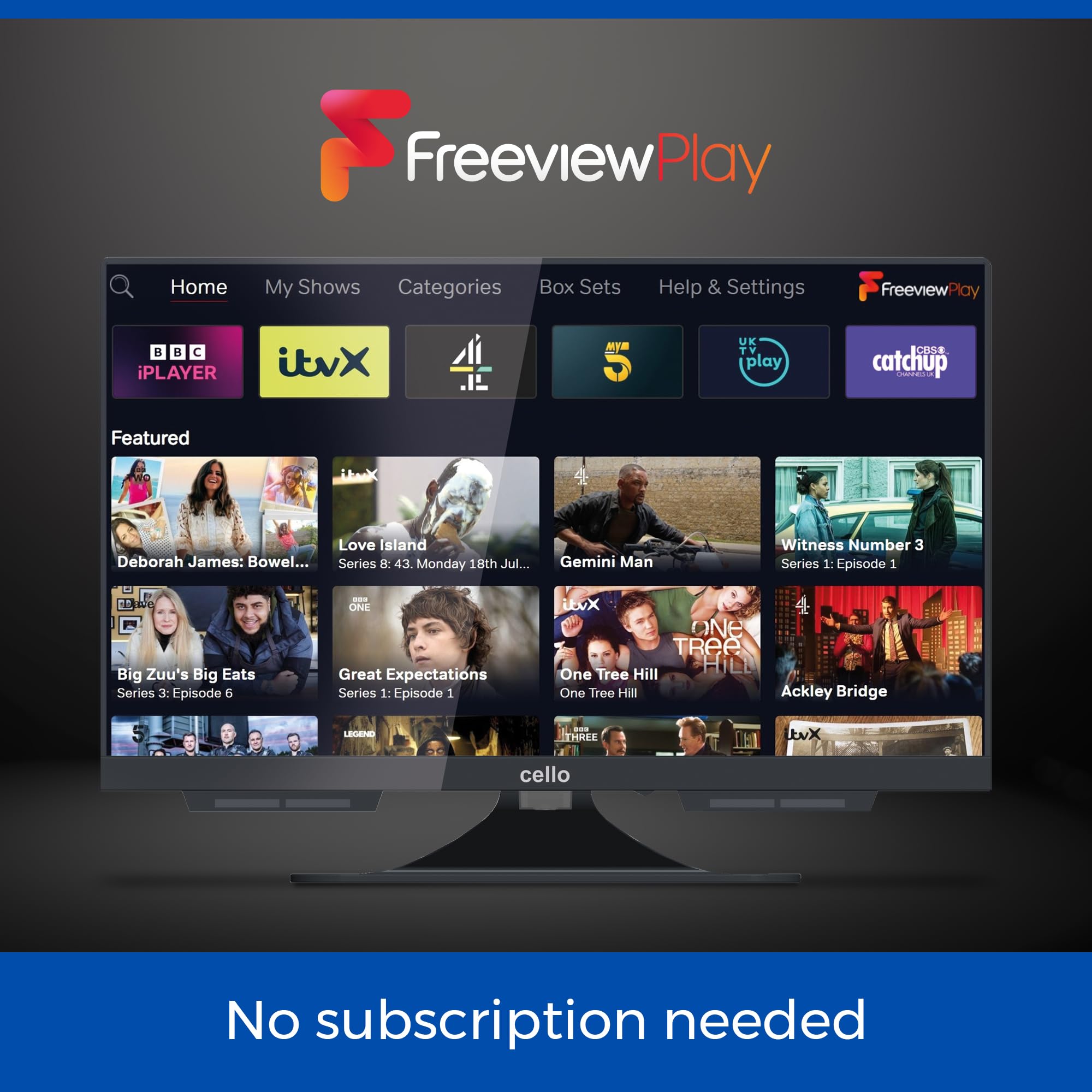 Cello C1924WSF 19 Inch 12V Smart Frameless TV with Built-in DVD Player | WebOS | Freeview Play | Bluetooth | Netflix | HD Display | Perfect for Motorhomes, Caravans & Small Spaces | UK Made | Enjoy Movies & Shows on the Go