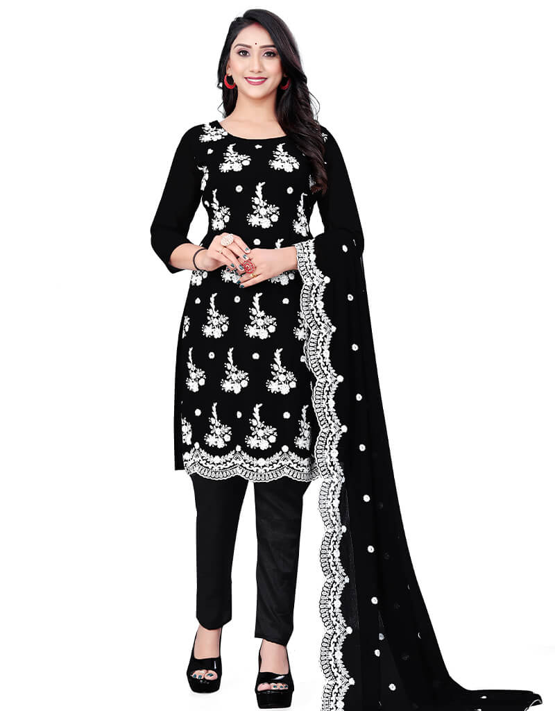 Elegant Black Georgette Pant Salwar Suit for Women - Traditional Indian Ethnic Wear for Weddings, Parties & Festive Occasions