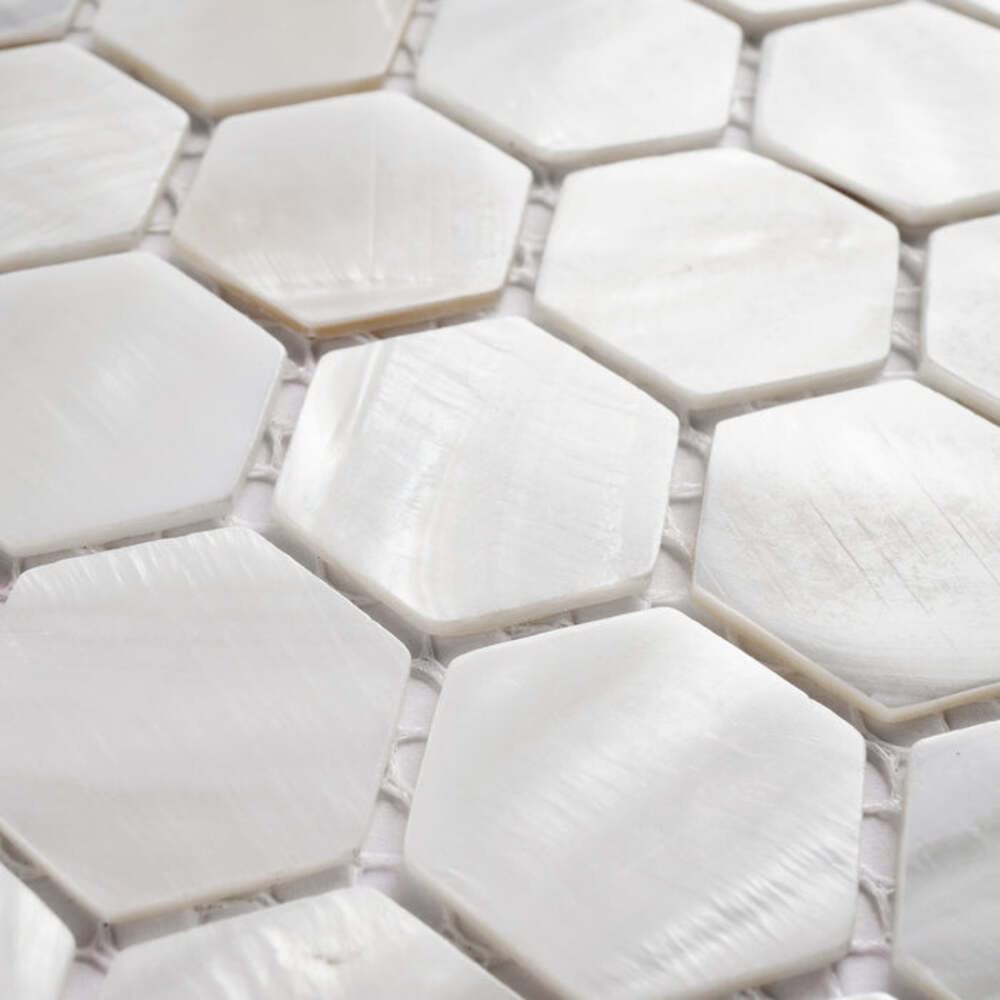 Natural Seashell Mother of Pearl Hexagon Mosaic Tile - Premium Kitchen Backsplash, Bathroom Wall Decor, Spa & Pool Design (5 Sheets/Case) - Perfect for Coastal, Boho & Luxury Home Interiors