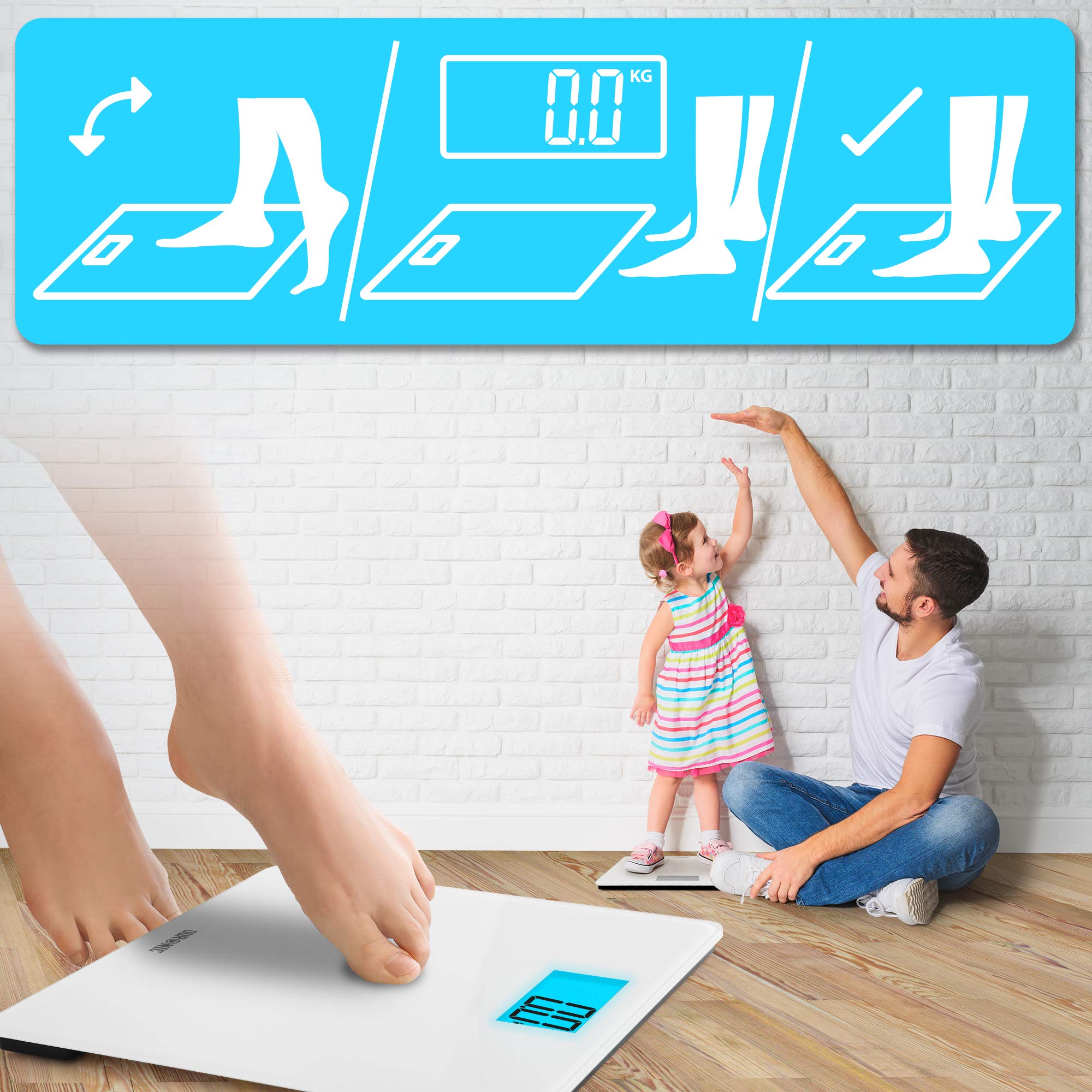 Duronic BS403 Digital Bathroom Scale - High Precision 180kg Capacity Body Weight Scale with LED Display & Accurate Sensors for Weight Loss Tracking, Fitness & Health Monitoring - Perfect for Home Gym, Bathroom & Health Enthusiasts