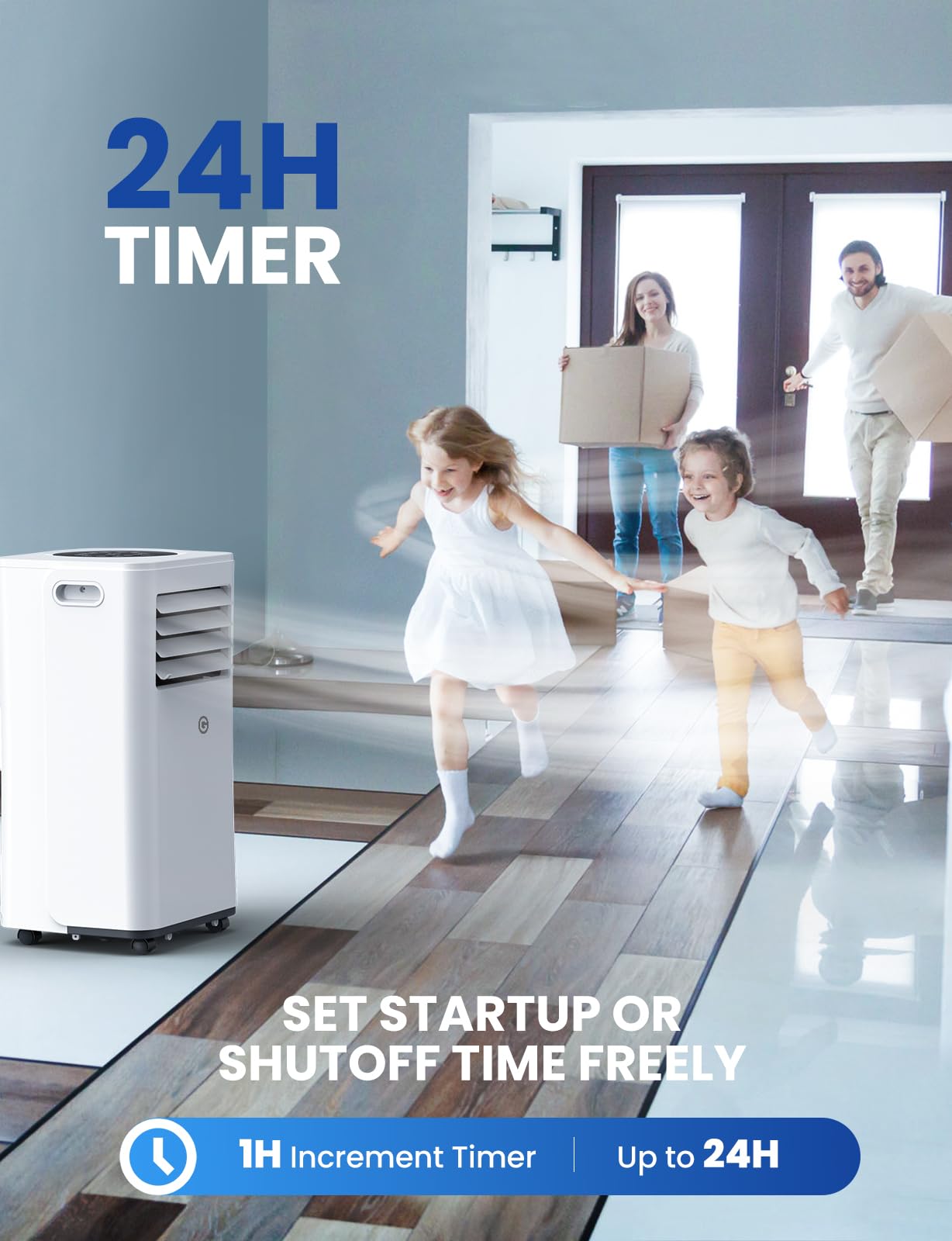 Portable Air Conditioner 9000 BTU - 4-in-1 AC Unit with Dehumidifier, Cooling Fan, Digital Display & Remote Control - Window Kit Included - Cools Rooms Up to 269 Sq.Ft - Perfect for Bedrooms, Living Rooms, Home Offices & Small Apartments