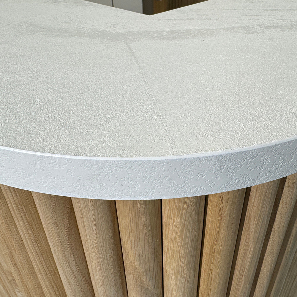 Premium HALO 180cm Reception Desk - Solid Oak & White Finish - Perfect for Office, Hotel, and Corporate Lobby Reception Areas