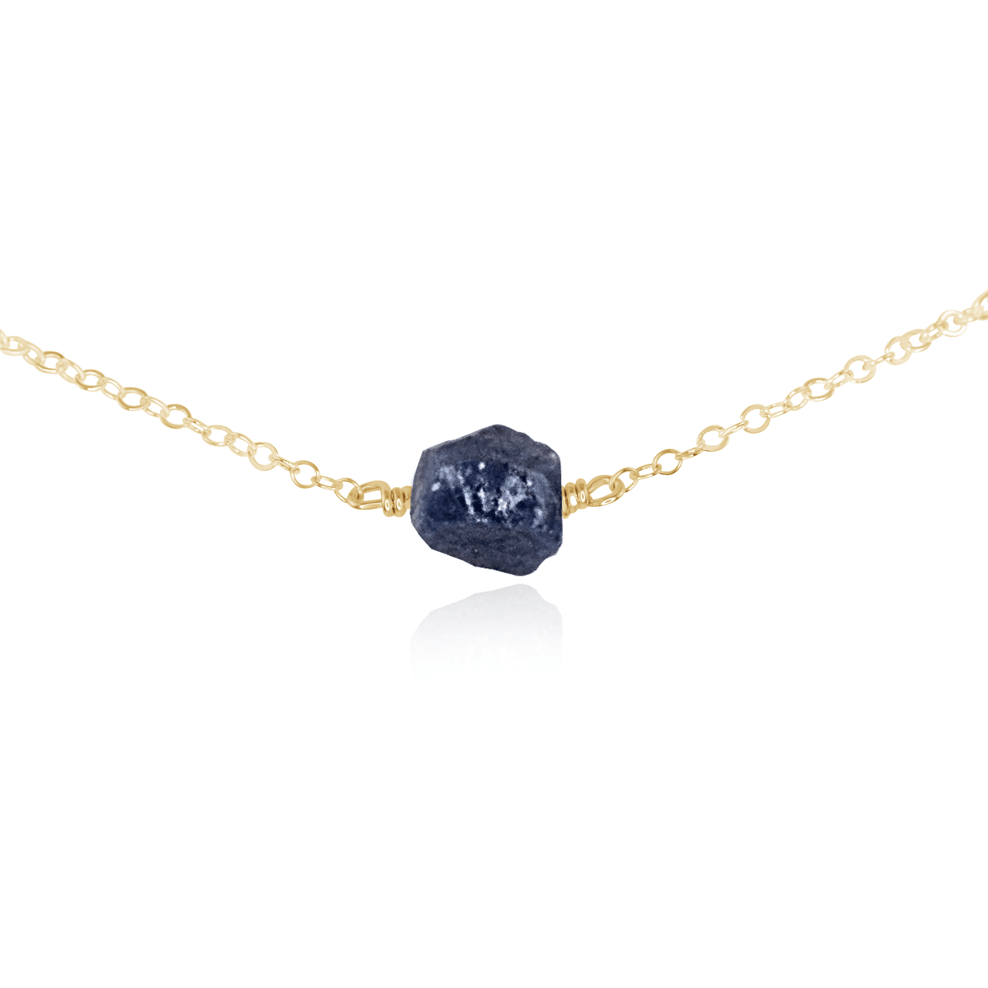 Natural Tiny Raw Sapphire Crystal Nugget Choker Necklace - Dainty Bohemian Jewelry for Women - Perfect for Layering, Everyday Wear & Spiritual Healing