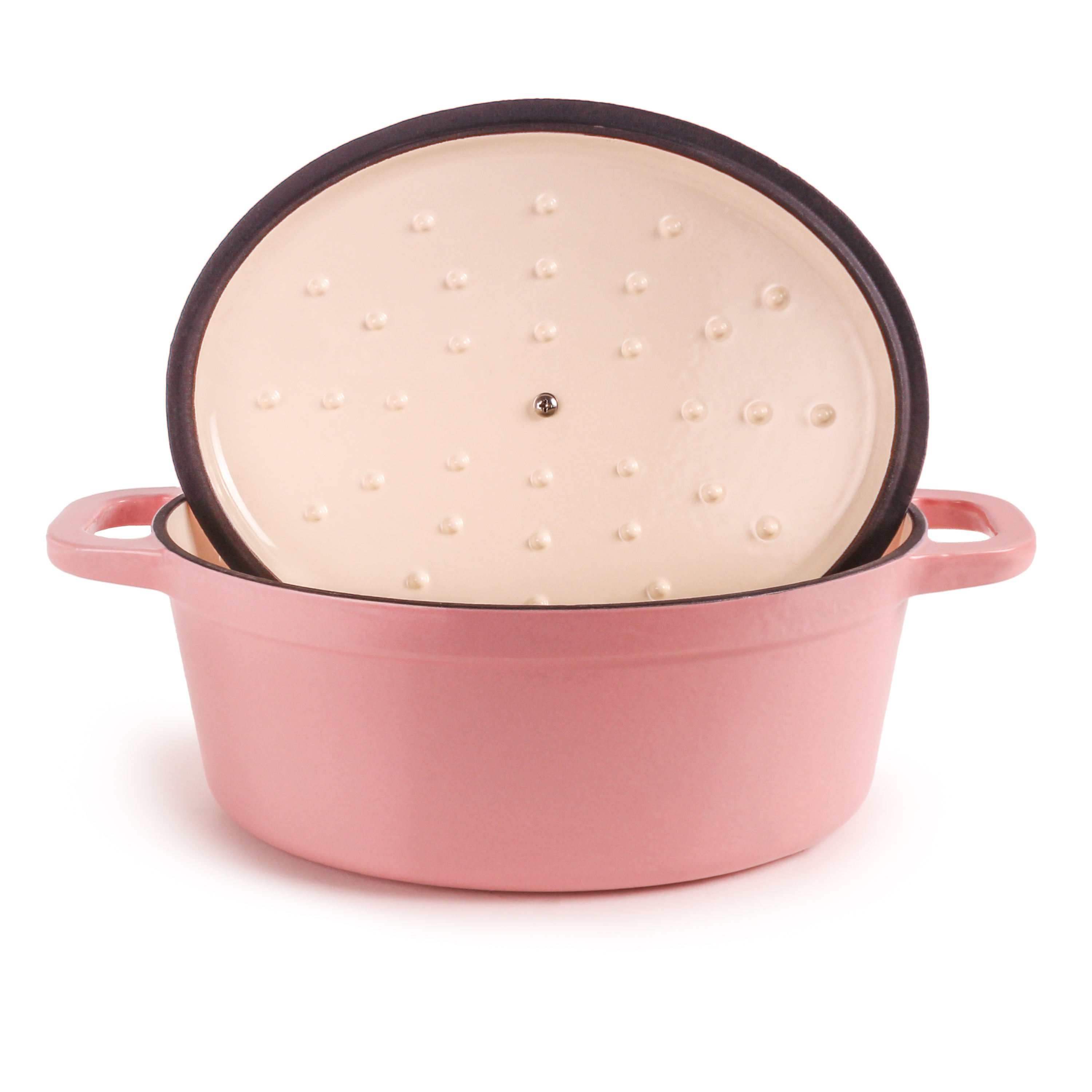 BergHOFF Neo 4-Piece Cast Iron Cookware Set - 5qt & 8qt Dutch Ovens with Matching Lids, Pink Enameled - Perfect for Baking, Braising & Slow Cooking at Home or Camping